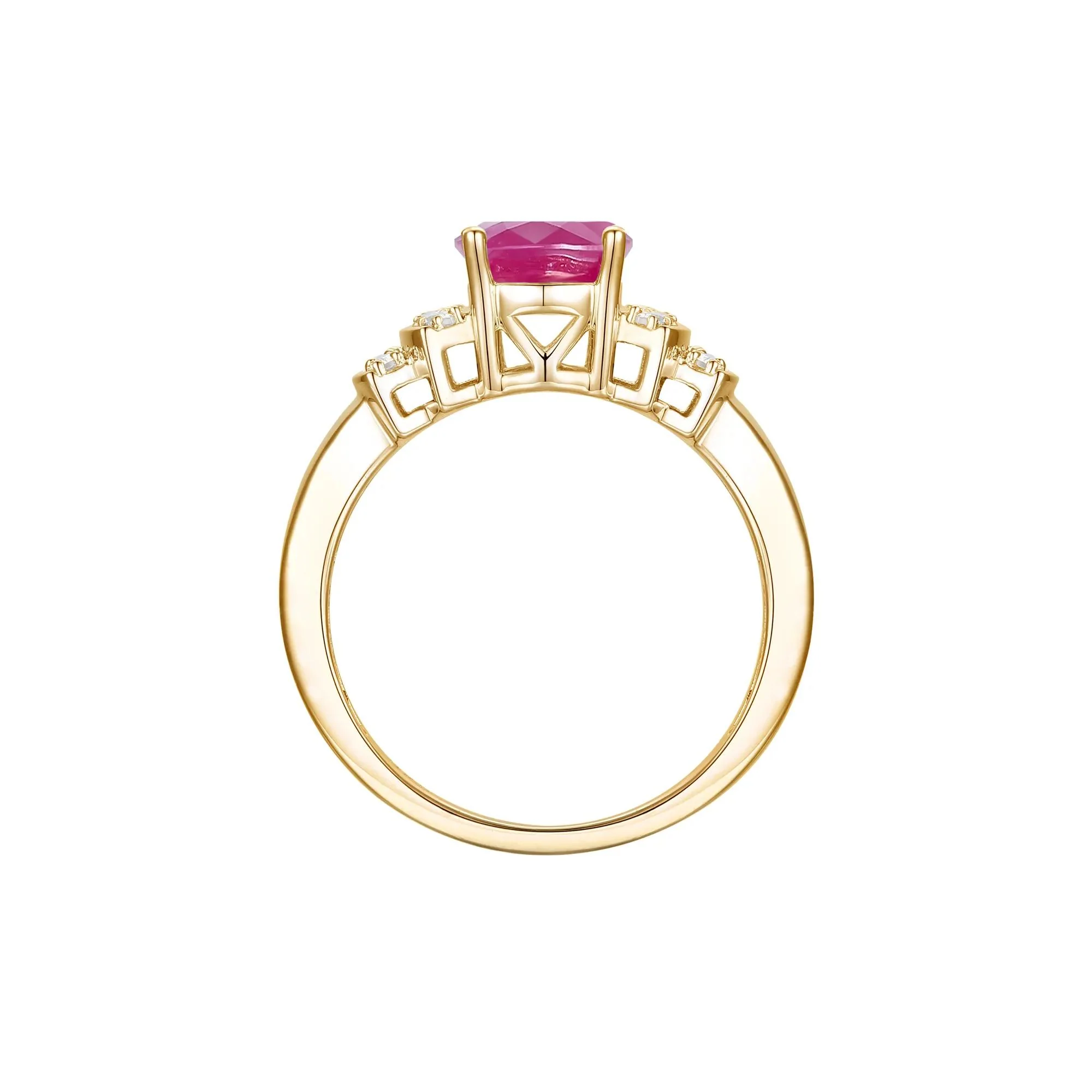 1/5 CT. Tw. Gemstone and Diamond Ring 14K Gold Round Brilliant Cut Yellow Size 7 1mm - Image 2