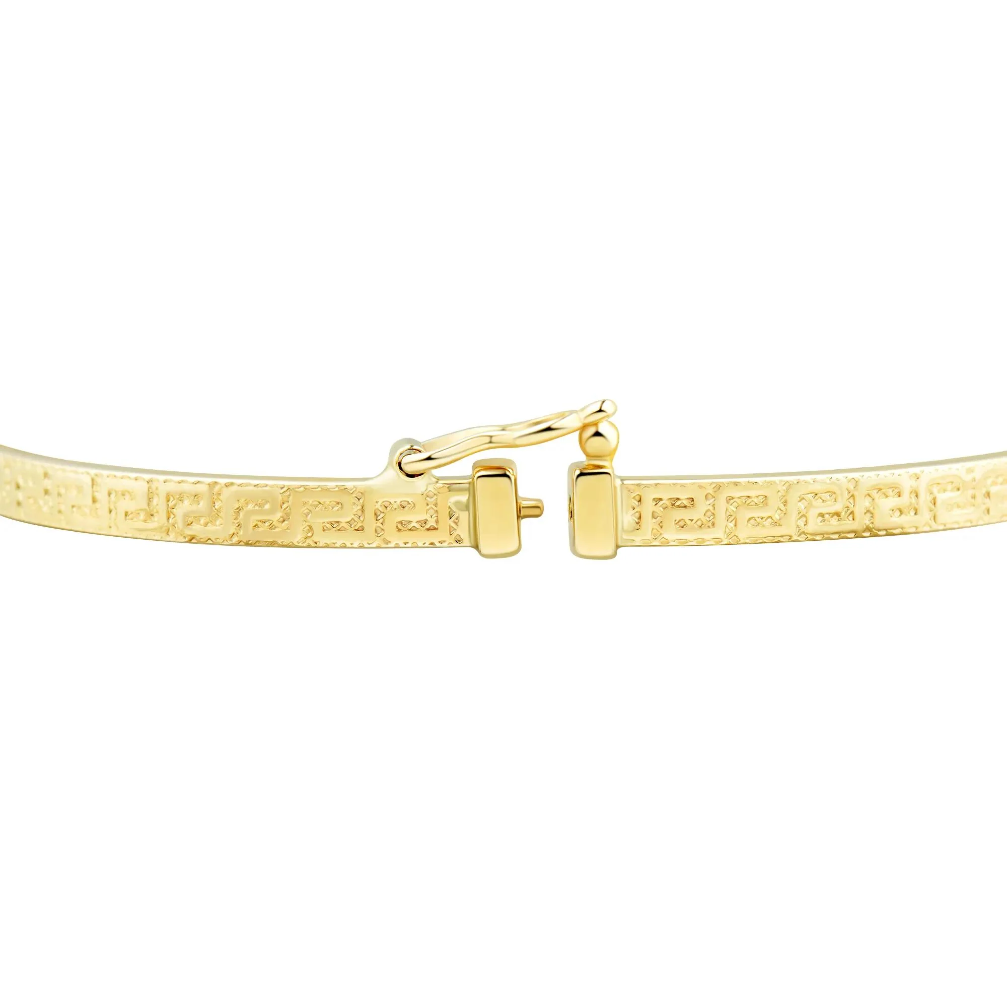 Greek Key Bangle Bracelet 14K Yellow Gold Size 2.90mm - Image 3