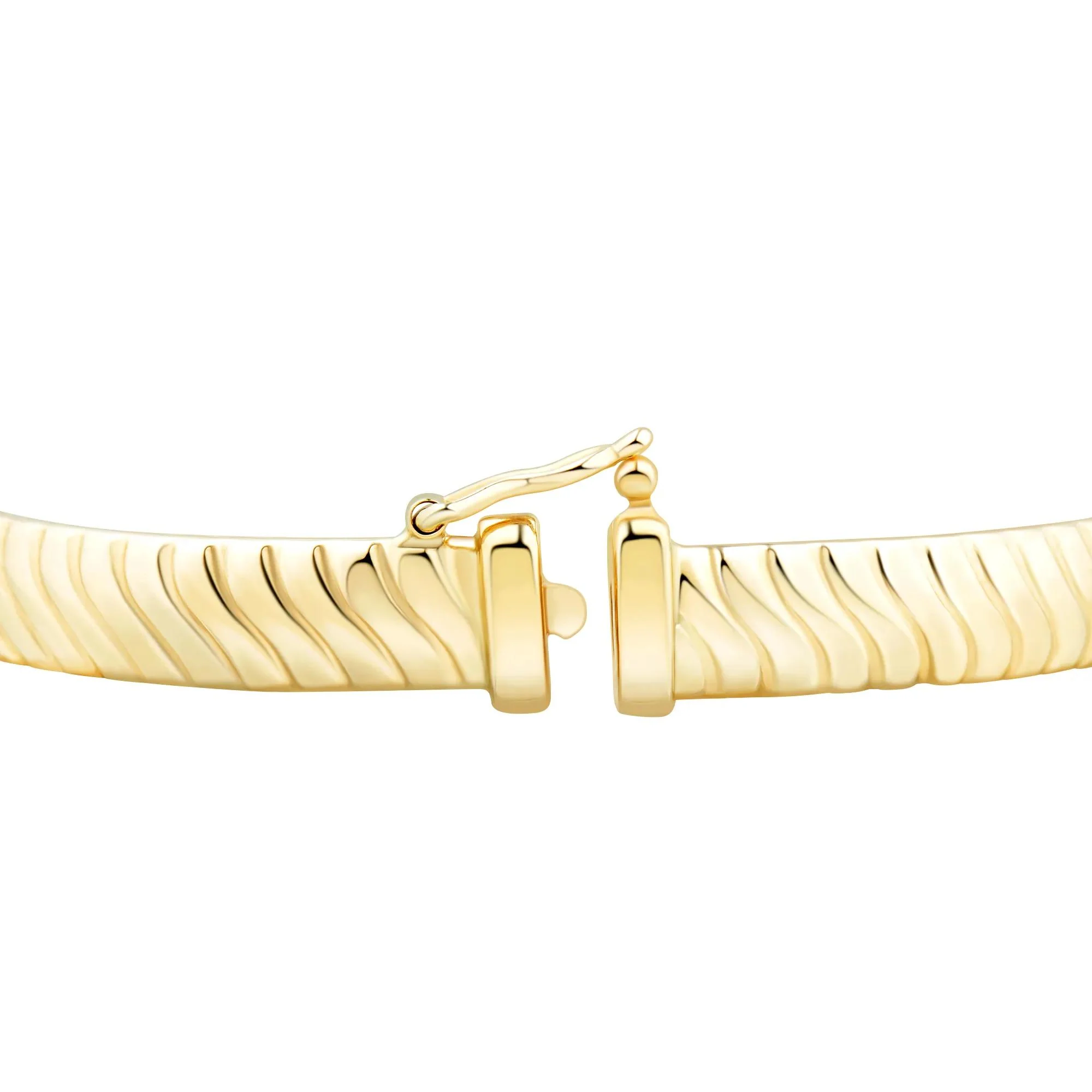 Shrimp-Textured Bangle Bracelet 14K Yellow Gold Size 5.70mm - Image 3