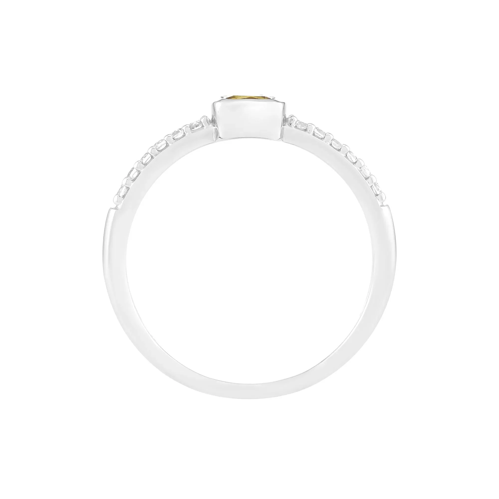 Citrine and Lab-Created White Sapphire Bezel Ring .925 Sterling Silver Size 7.5 - Image 2