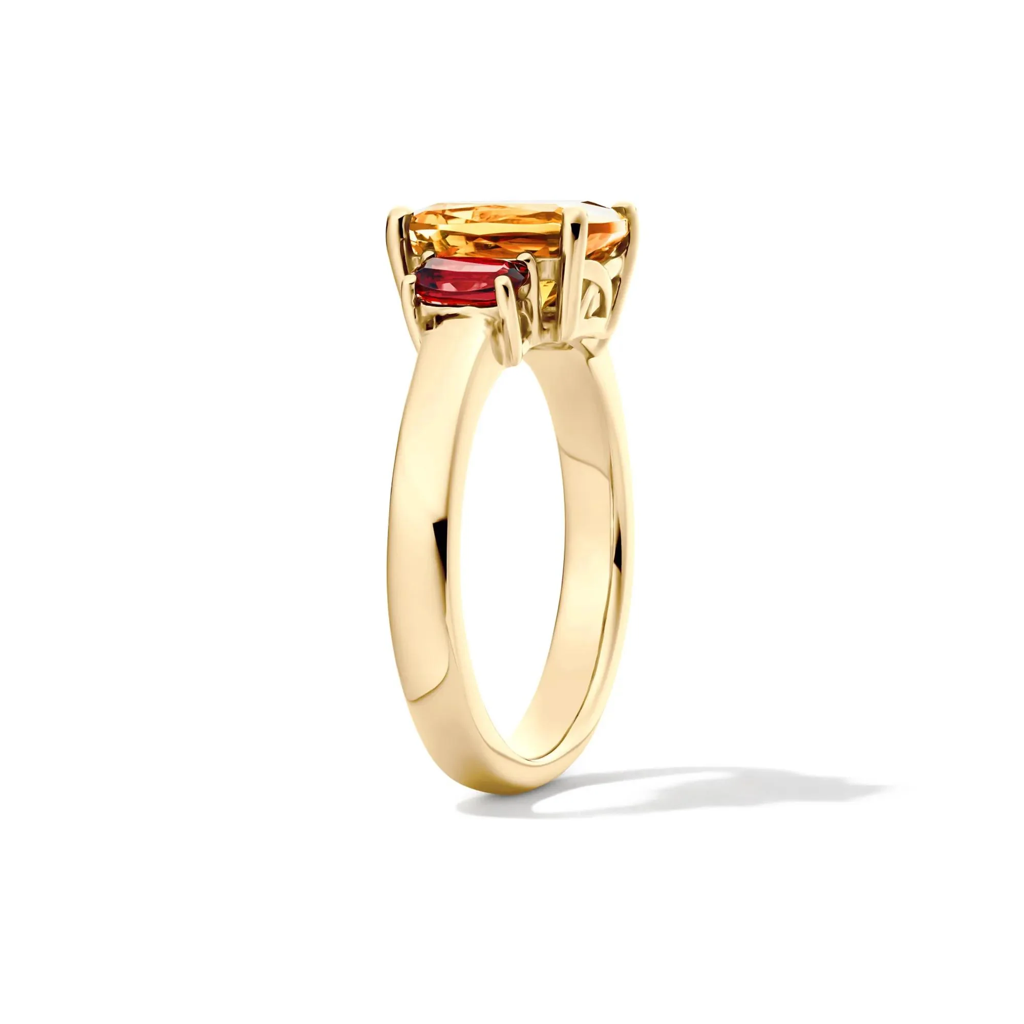 Cushion-Cut Citrine and Garnet Ring 10K Yellow Gold Size 5.5 - Image 3