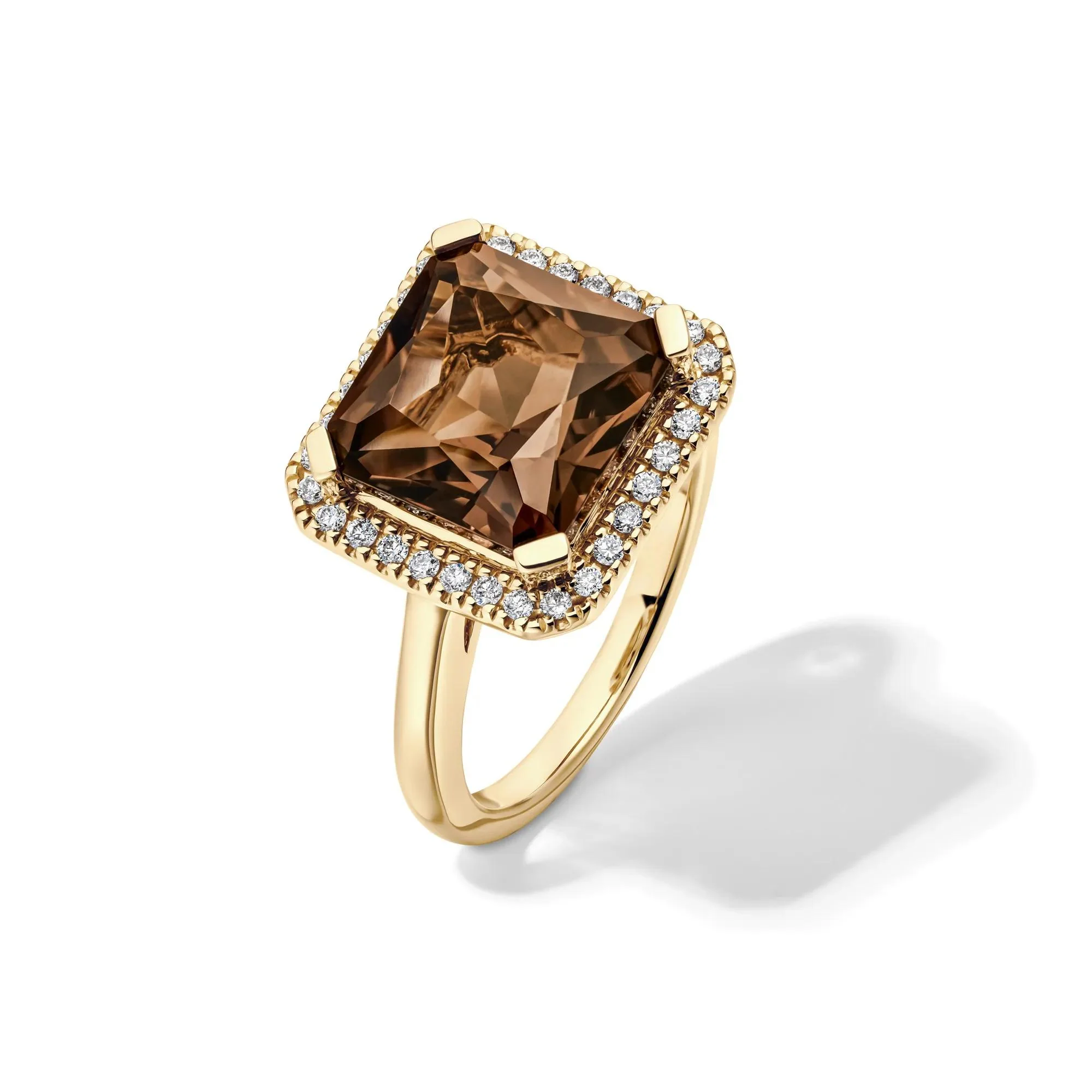 1/5 CT. Tw. Smoky Quartz and Diamond Ring 10K Yellow Gold Size 6.5 1mm - Image 4