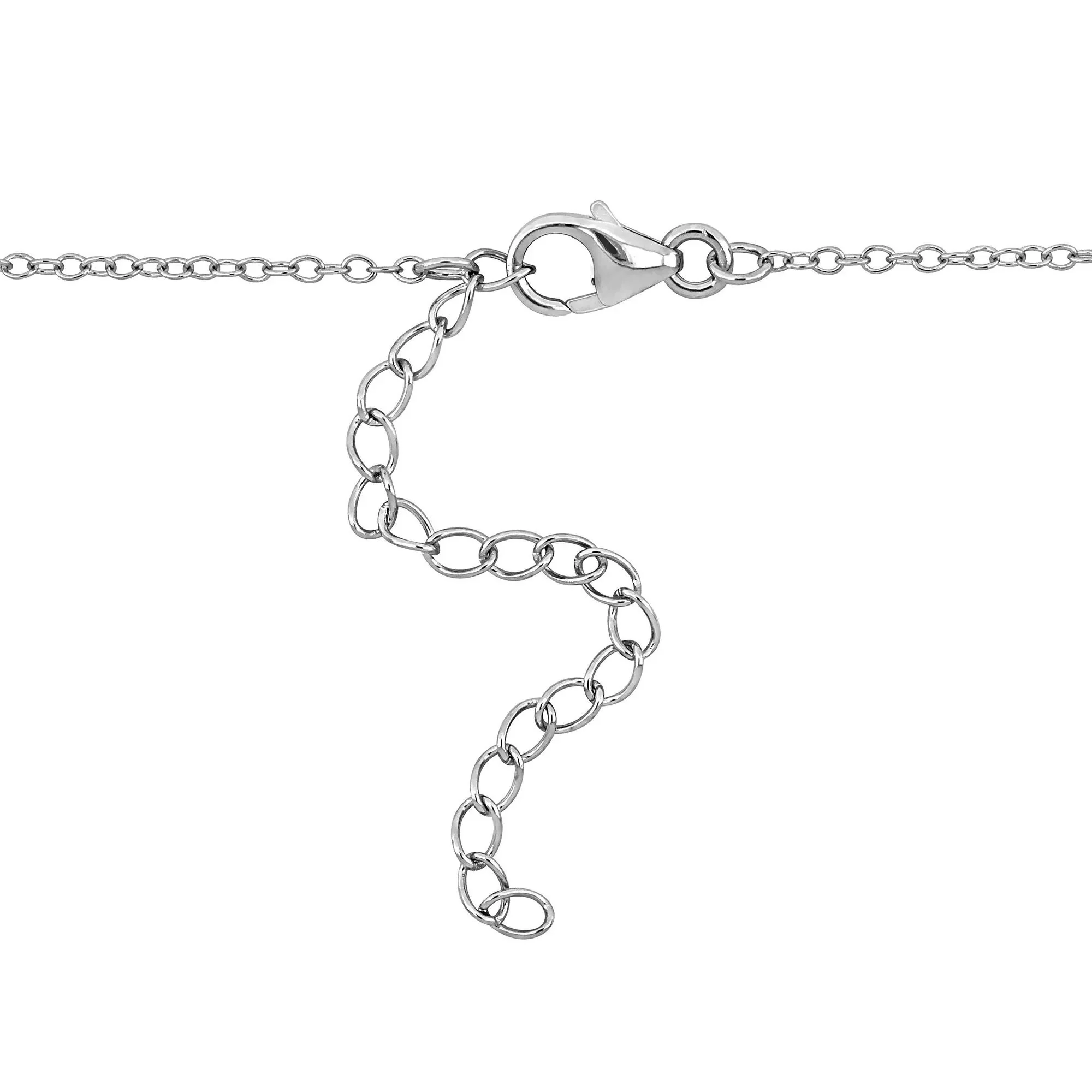 Swan Pendant Necklace with Black Spinel and White Topaz .925 Sterling Silver Size 18" - Image 3