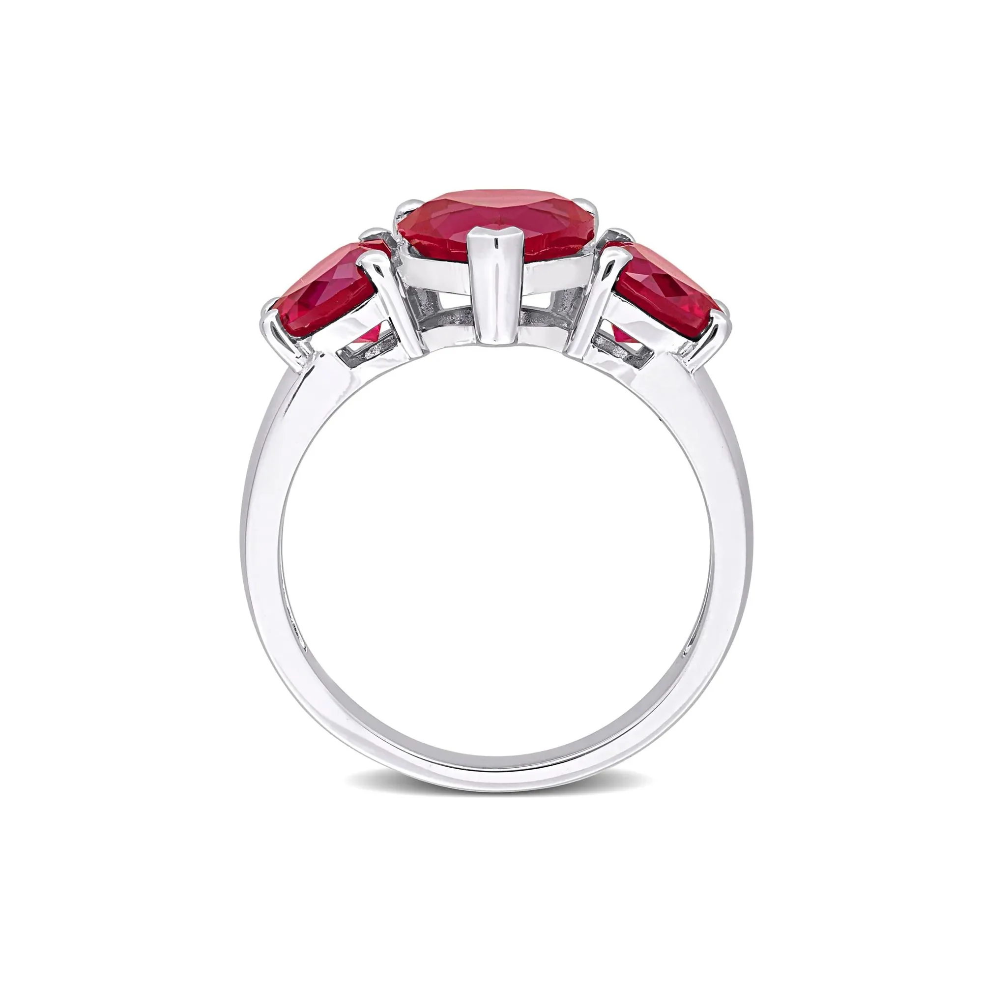 Lab-Created Ruby Heart Ring .925 Sterling Silver White Size 7 9mm - Image 2
