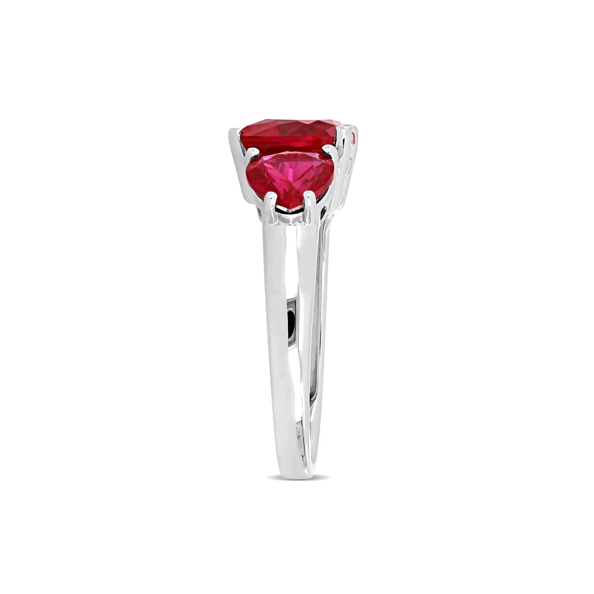 Lab-Created Ruby Heart Ring .925 Sterling Silver White Size 9 9mm - Image 3