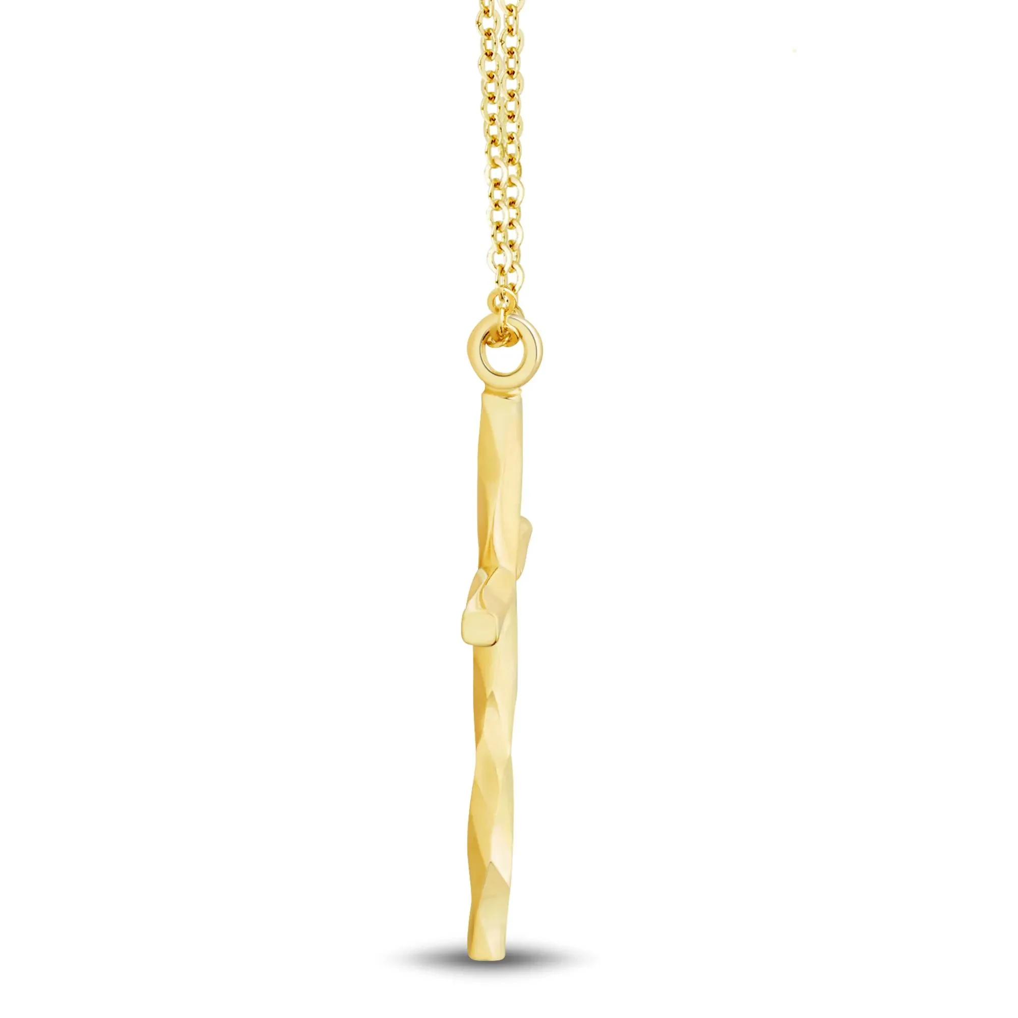 Diamond-Cut Cross Pendant Necklace 14K Yellow Gold Size 18" - Image 2