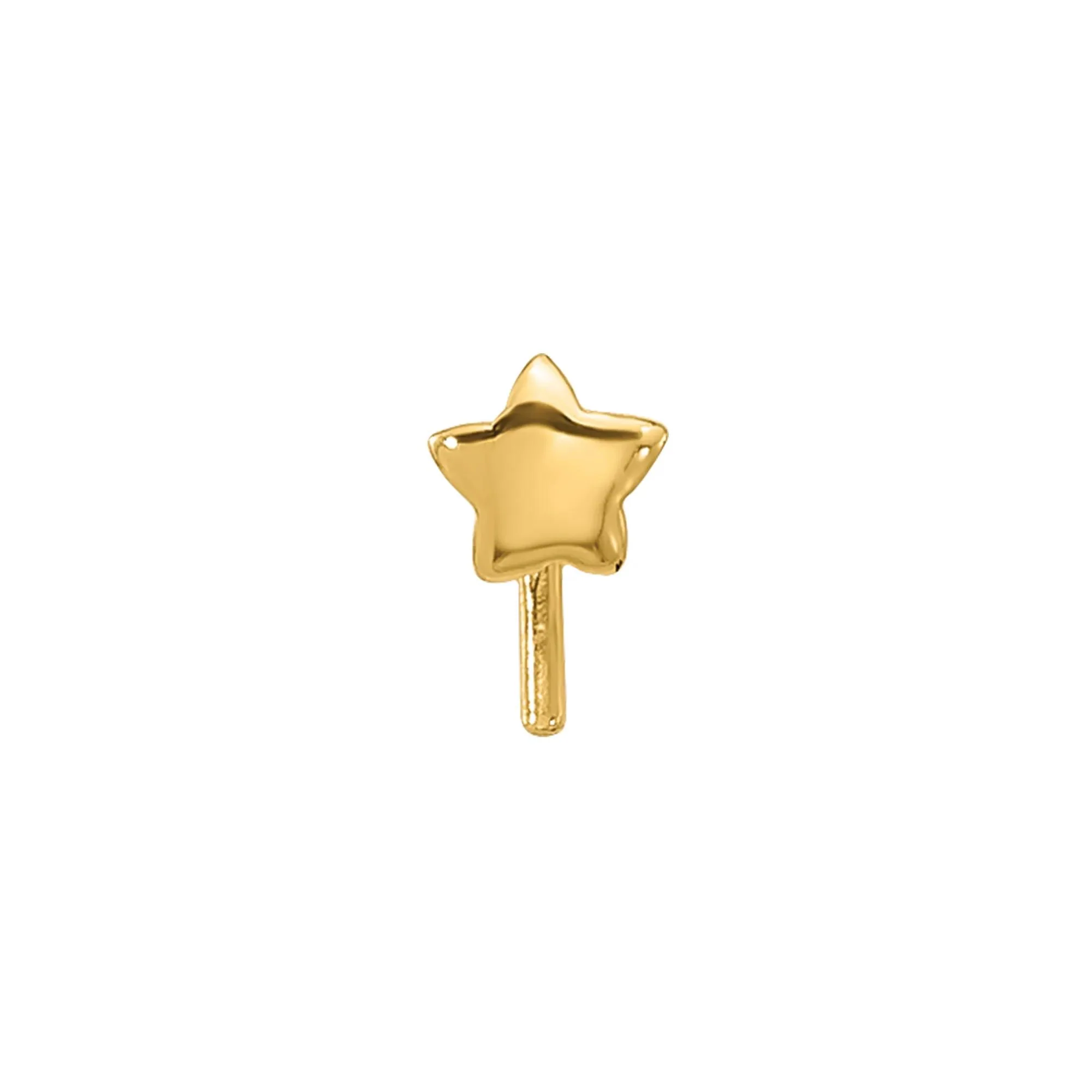 Polished Star Nose Stud 14K Yellow Gold 22 Gauge Size 3.00mm - Image 3