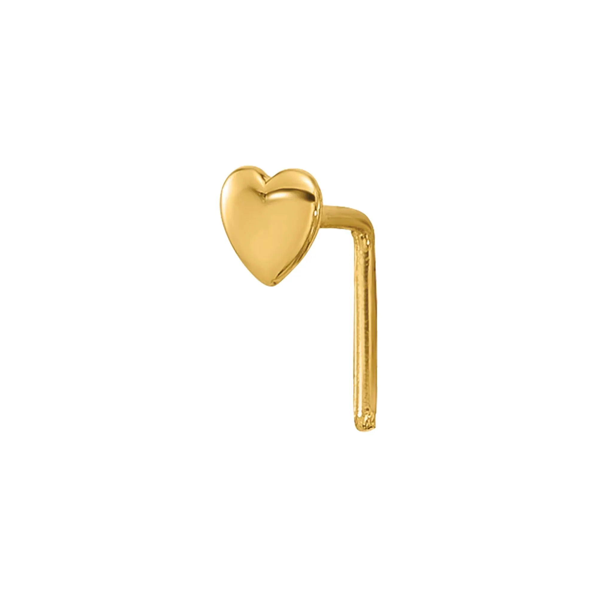Polished Heart Nose Stud 14K Yellow Gold 22 Gauge Size 2.50mm