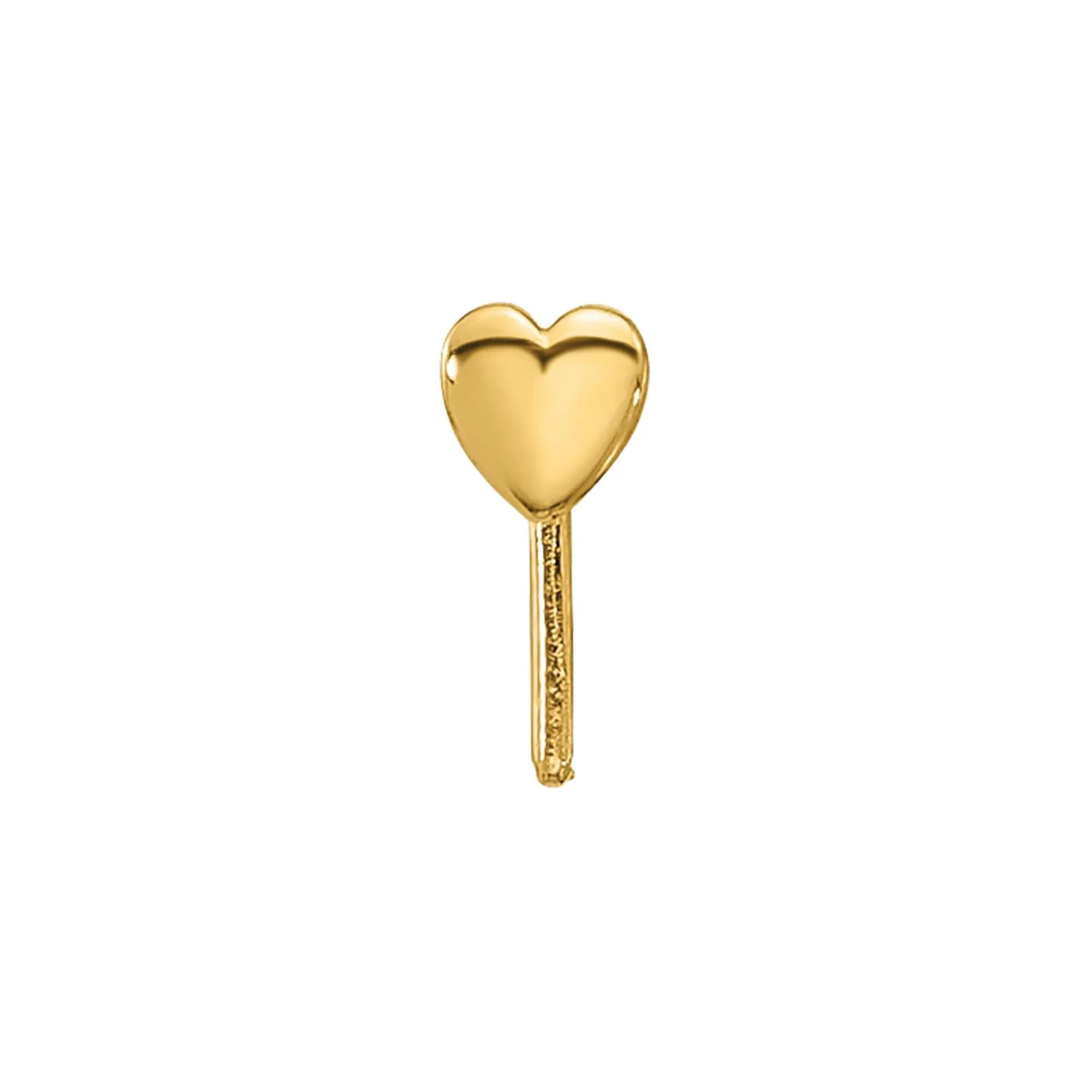 Polished Heart Nose Stud 14K Yellow Gold 22 Gauge Size 2.50mm - Image 3