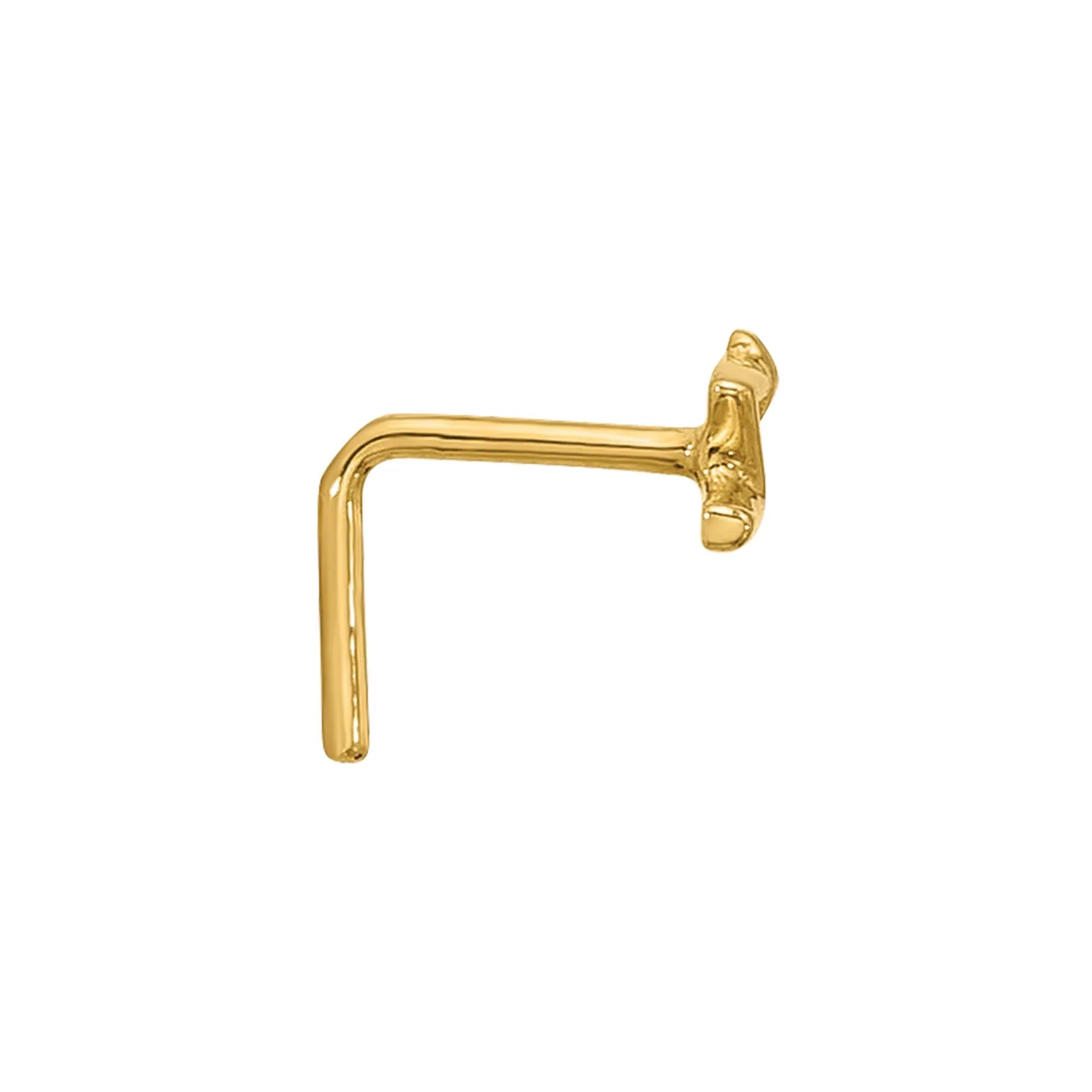 Polished Lightning Bolt Nose Stud 14K Yellow Gold 22 Gauge Size 2.00mm - Image 2