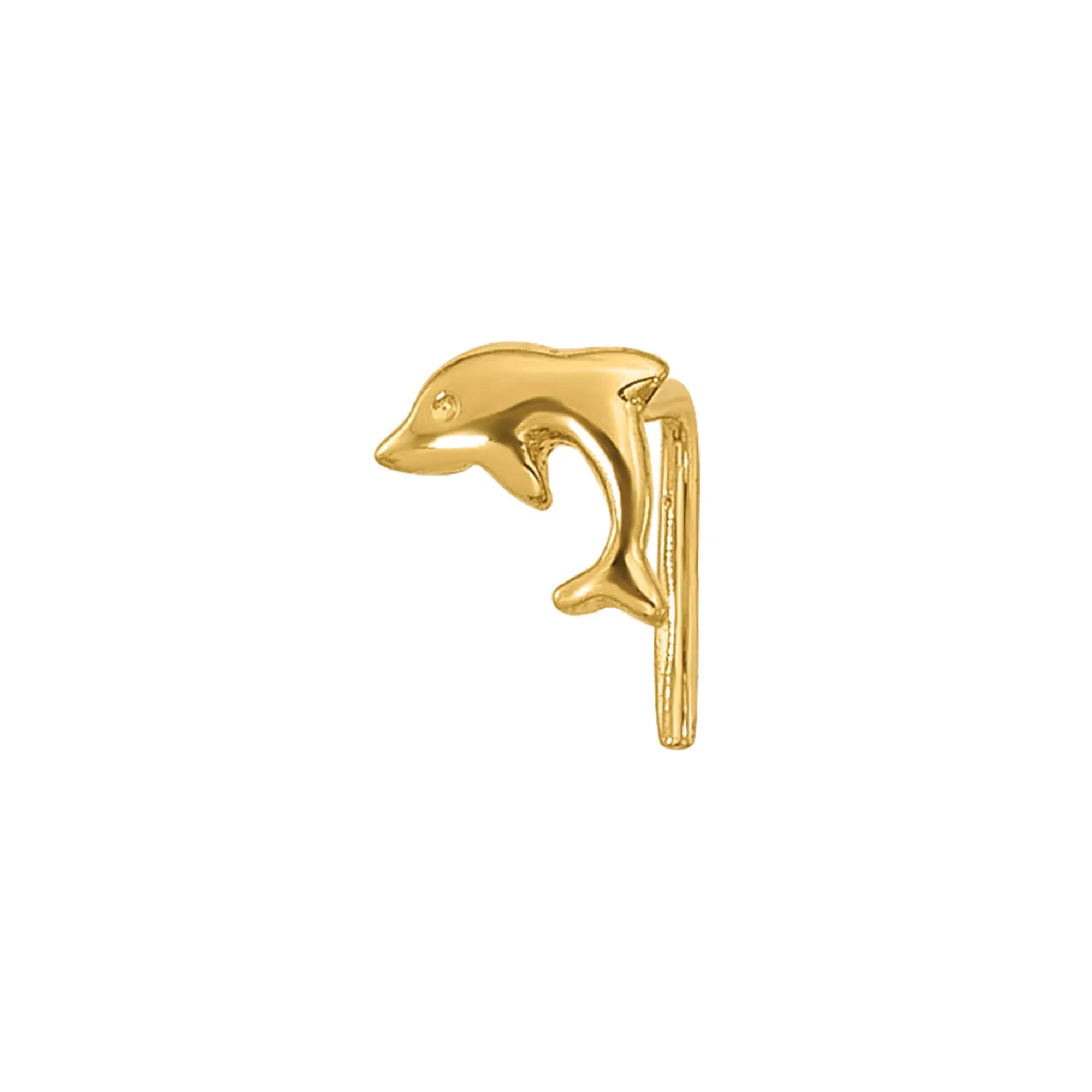 Polished Dolphin Nose Stud 14K Yellow Gold 23 Gauge Size 5.00mm