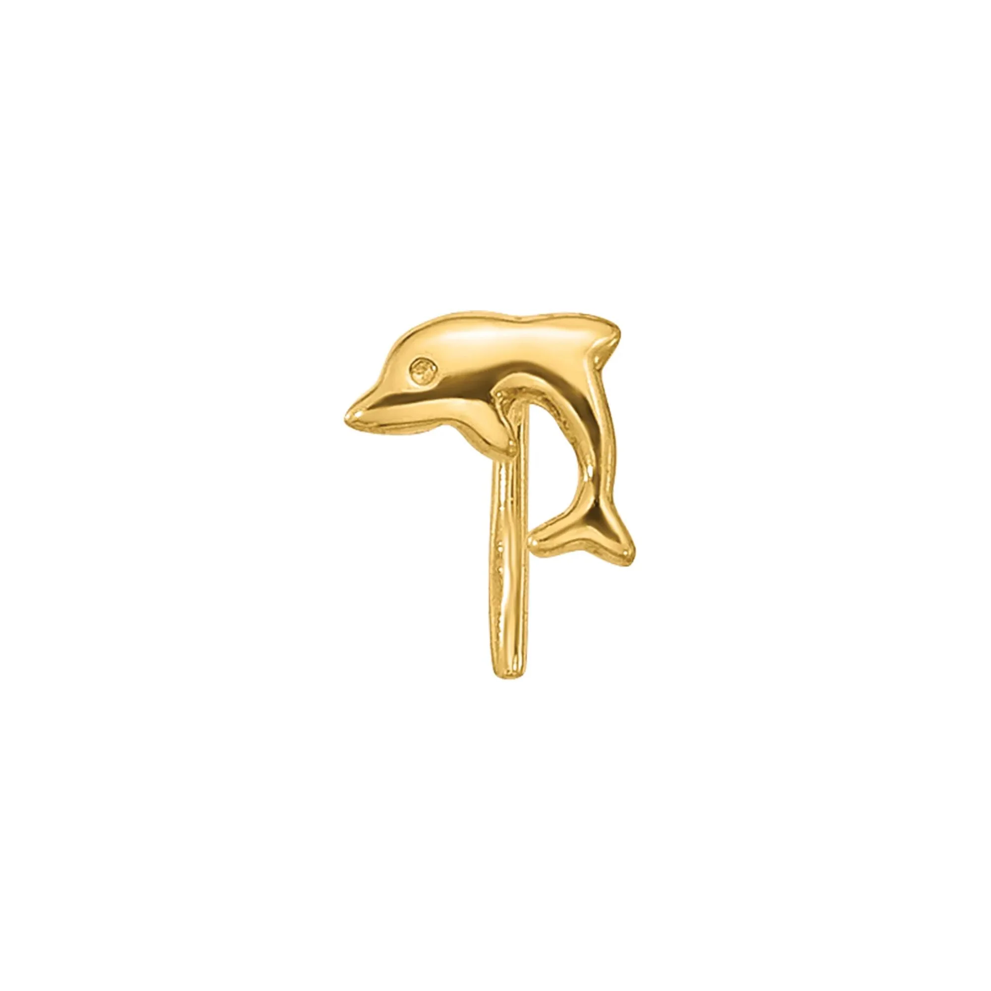 Polished Dolphin Nose Stud 14K Yellow Gold 23 Gauge Size 5.00mm - Image 3