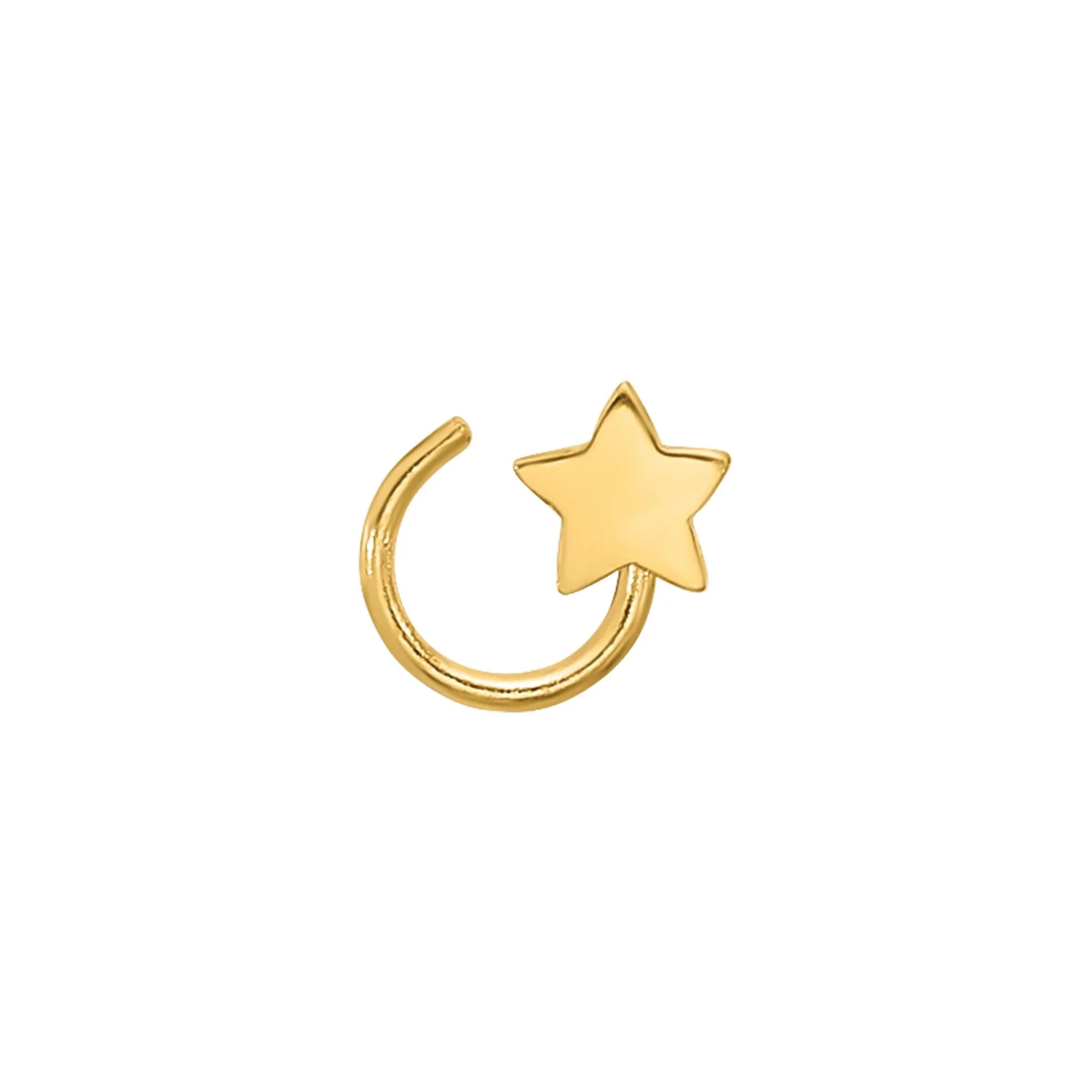 Polished Star Nose Ring 14K Yellow Gold 23 Gauge Size 3.20mm - Image 3