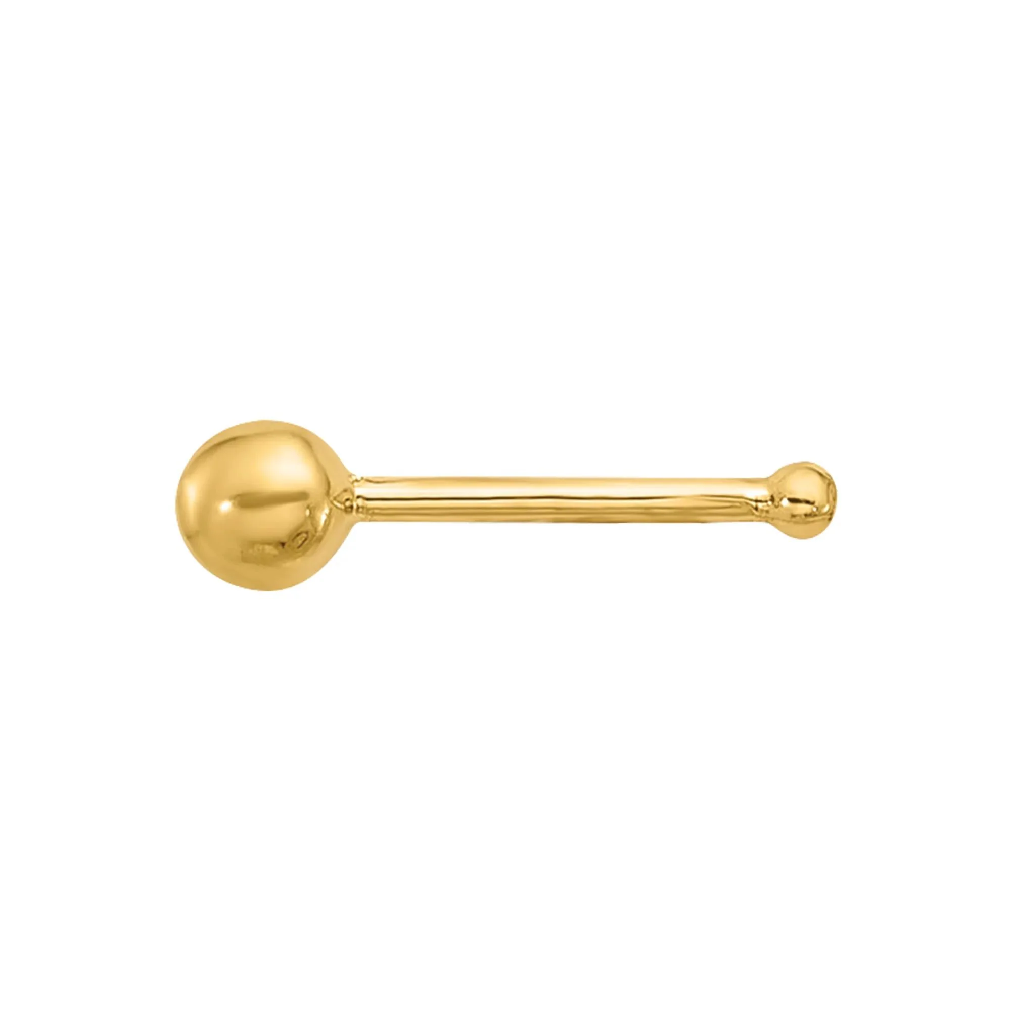 Ball Nose Stud 14K Yellow Gold 22 Gauge Size 2.40mm - Image 2