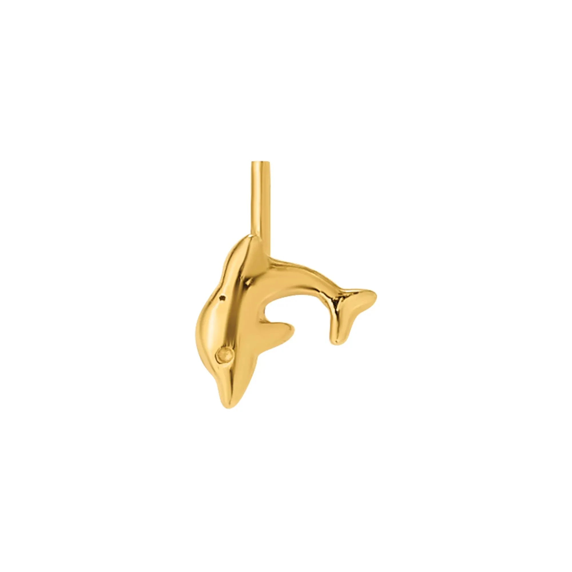 Polished Dolphin Nose Stud 14K Yellow Gold 22 Gauge Size 4.20mm - Image 3
