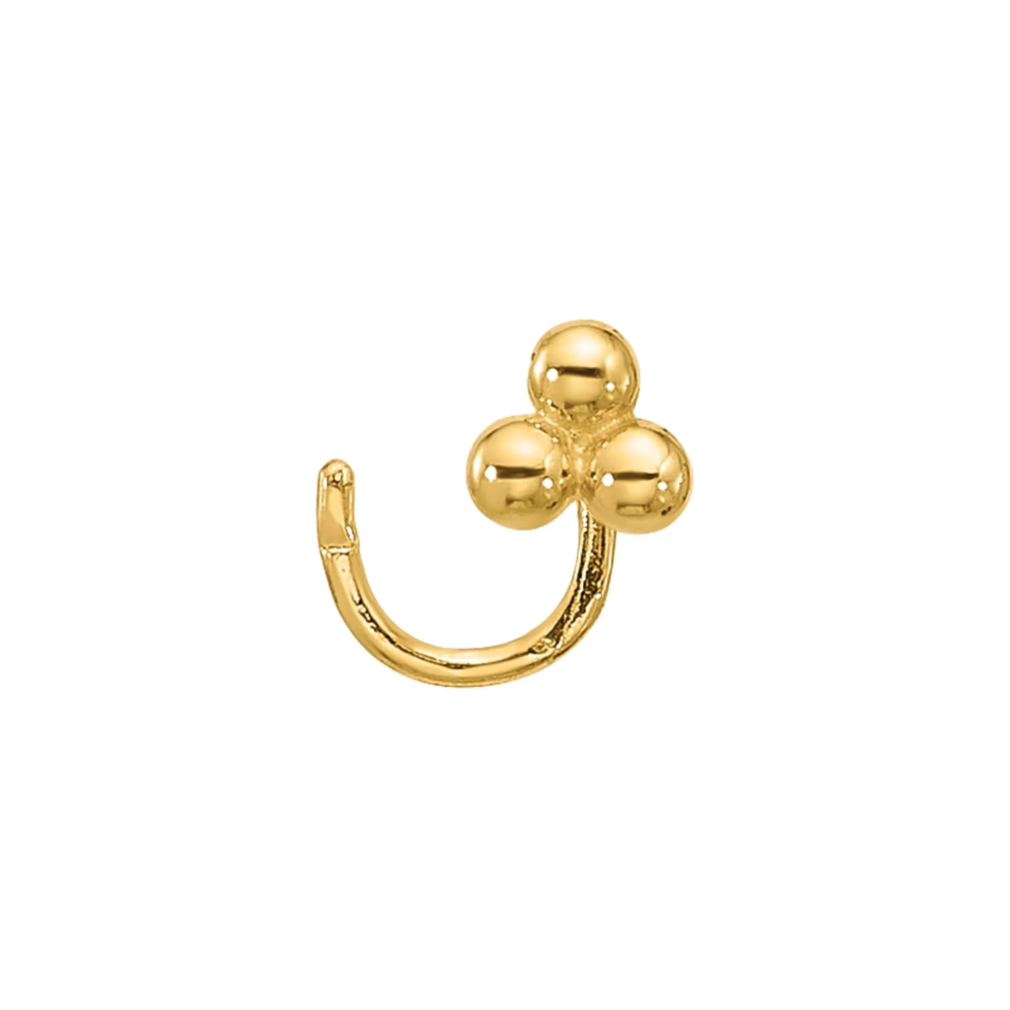 Polished Cluster Nose Ring 14K Yellow Gold 22 Gauge Size 2.70mm - Image 3