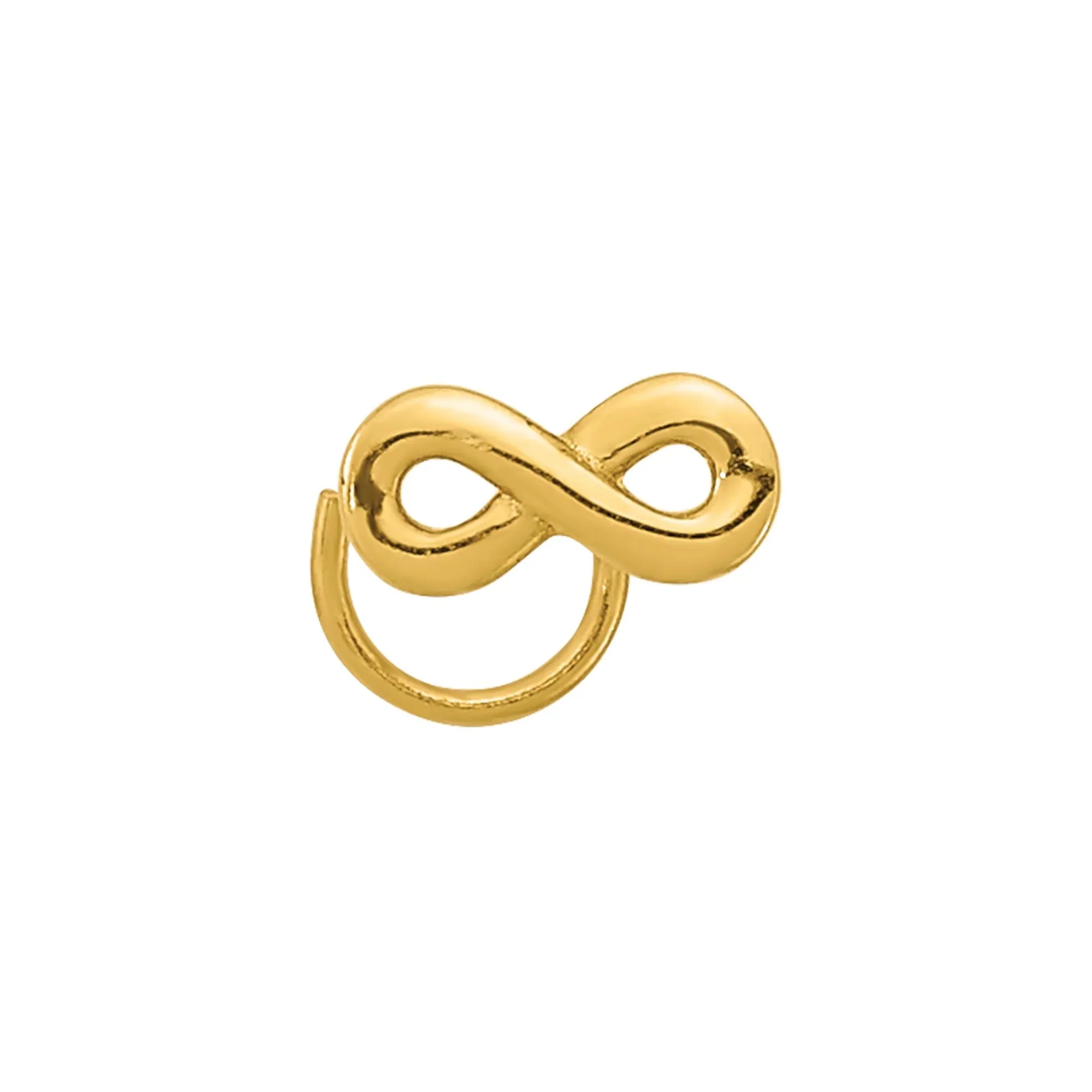 Polished Infinity Nose Ring 14K Yellow Gold 22 Gauge Size 2.70mm - Image 3