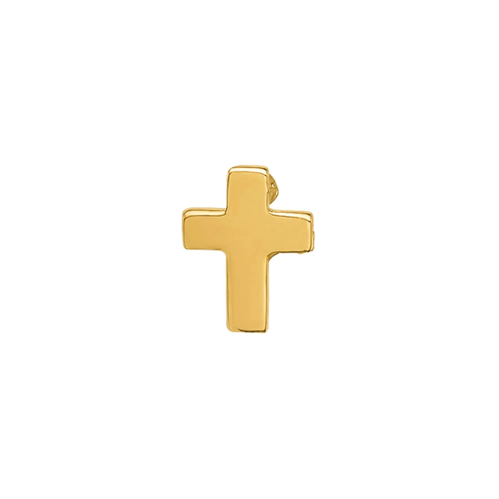 Polished Cross Nose Stud 14K Yellow Gold 22 Gauge Size 3.80mm - Image 3