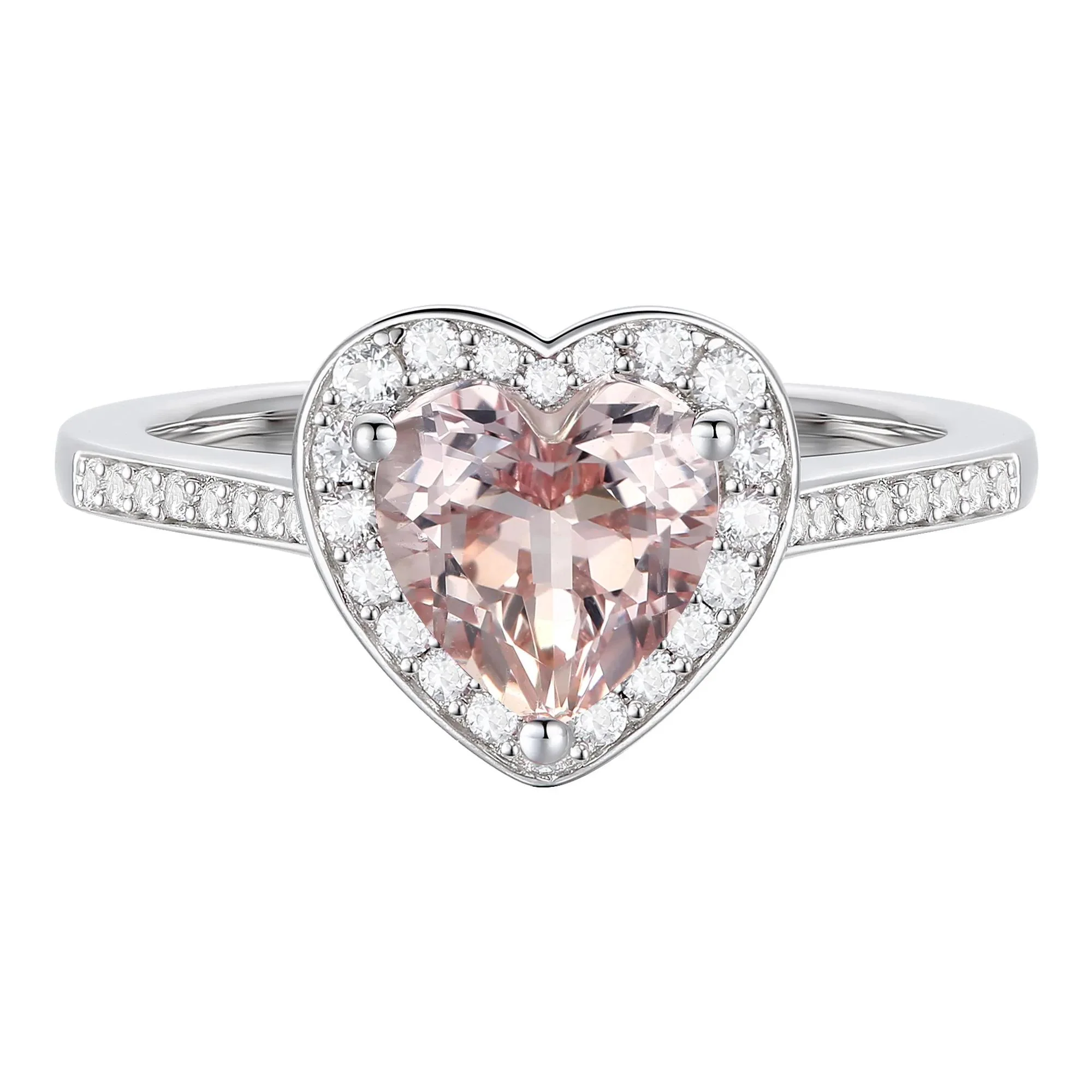 Heart-Shaped Lab Created Pink Sapphire Earring Pendant Necklace & Ring Set .925 Sterling Silver White Size 18" 1mm - Image 4