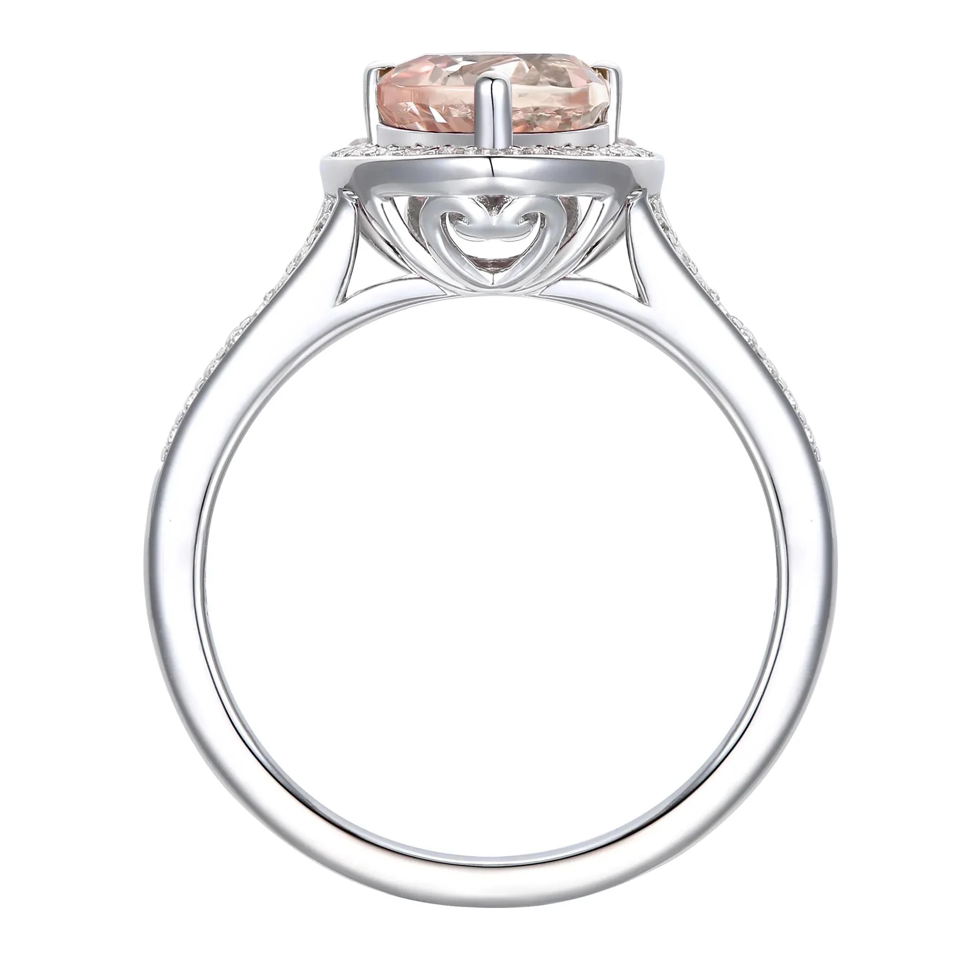 Heart-Shaped Lab Created Pink Sapphire Earring Pendant Necklace & Ring Set .925 Sterling Silver White Size 18" 1mm - Image 5