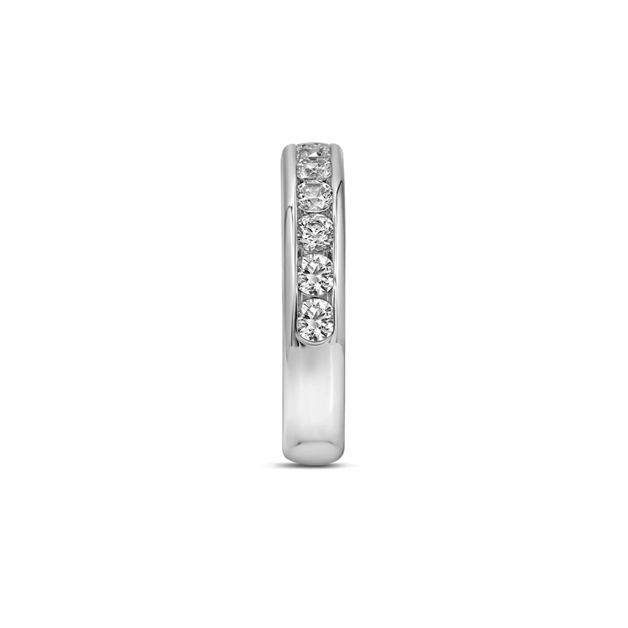 1 CT. Tw. Lab Grown Diamond Channel-Set Wedding Band Ring 14K White Gold Round Brilliant Cut Size 6.5 4mm - Image 3