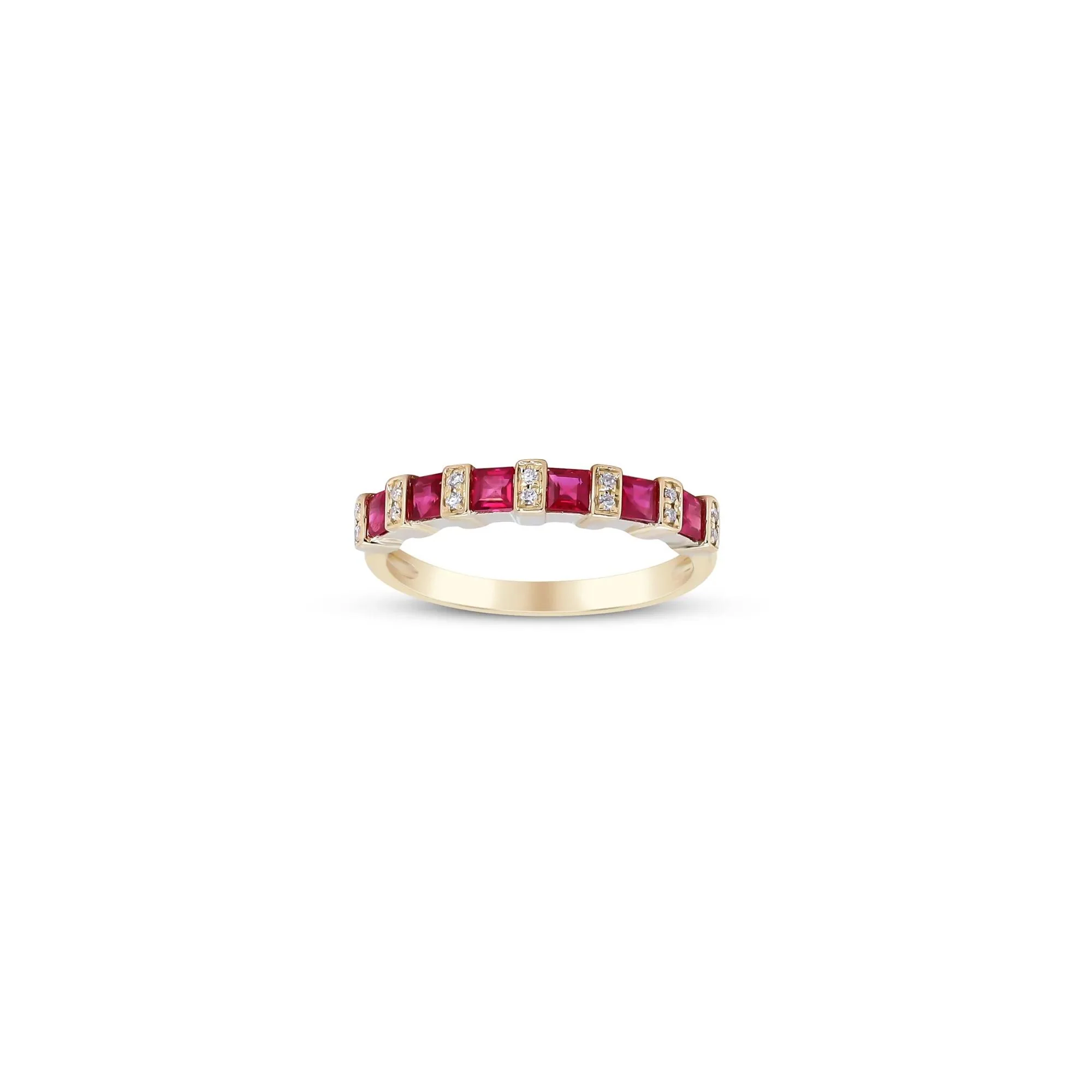 Princess-Cut Ruby and Diamond Accent Ring 10K Yellow Gold Size 5.5 - Image 4