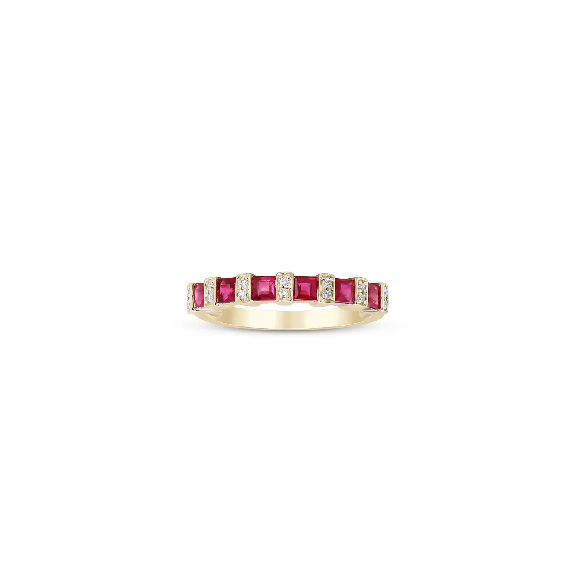 Princess-Cut Ruby and Diamond Accent Ring 10K Yellow Gold Size 7