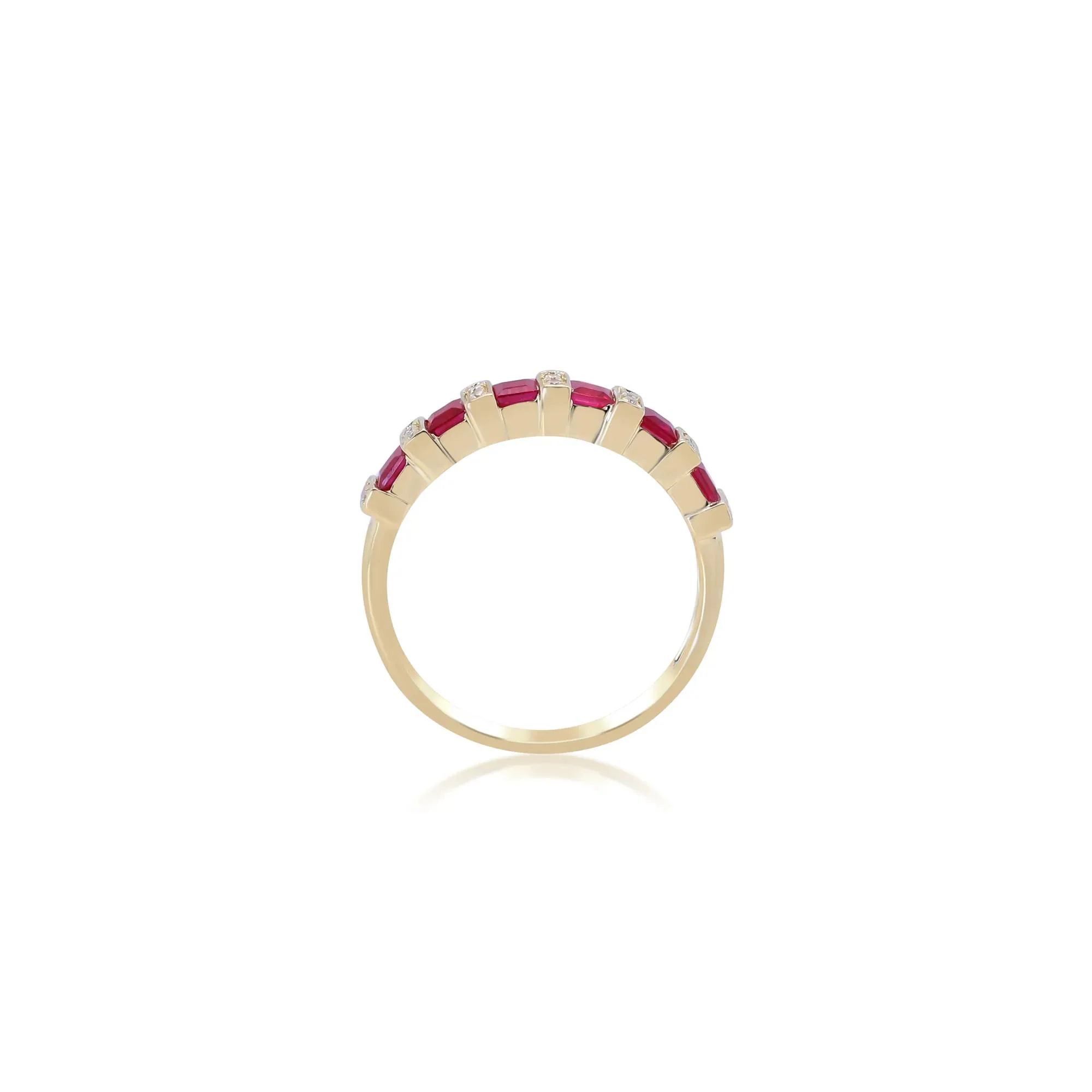 Princess-Cut Ruby and Diamond Accent Ring 10K Yellow Gold Size 7 - Image 3