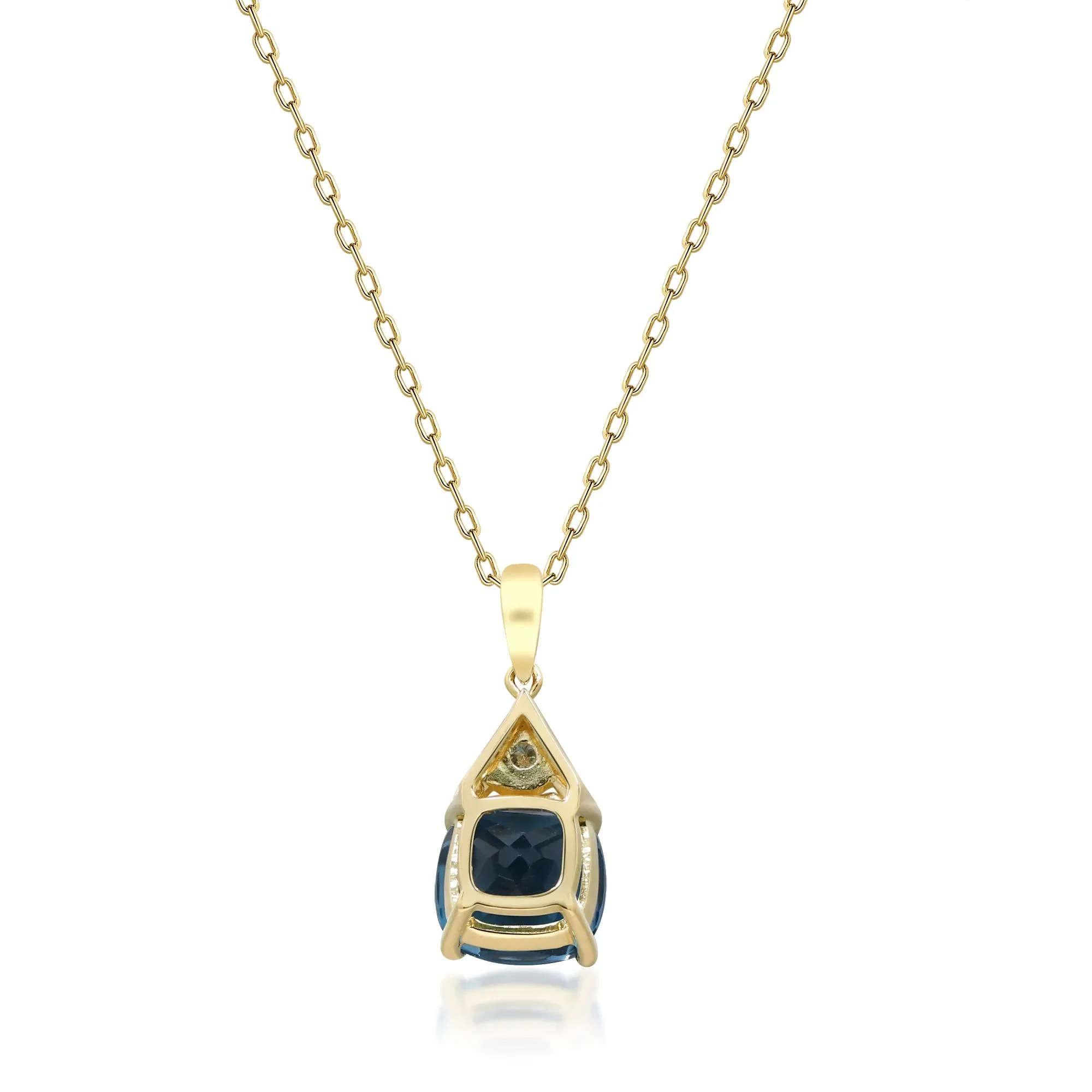 Blue Topaz and Diamond Accent Pendant Necklace 10K Yellow Gold Size 18" - Image 3