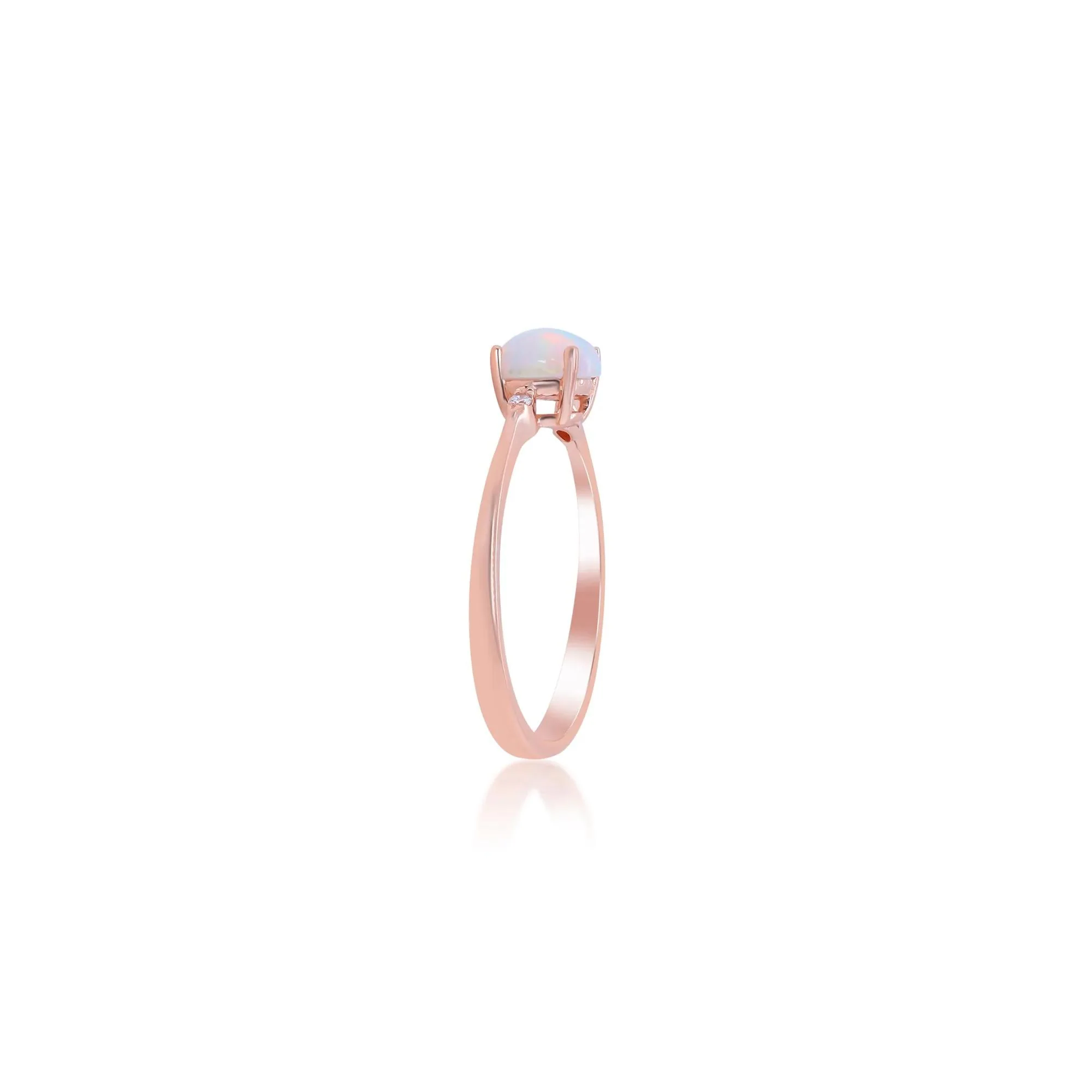 Opal and Diamond Accent Ring 10K Rose Gold Round Brilliant Cut Size 8 - Image 3
