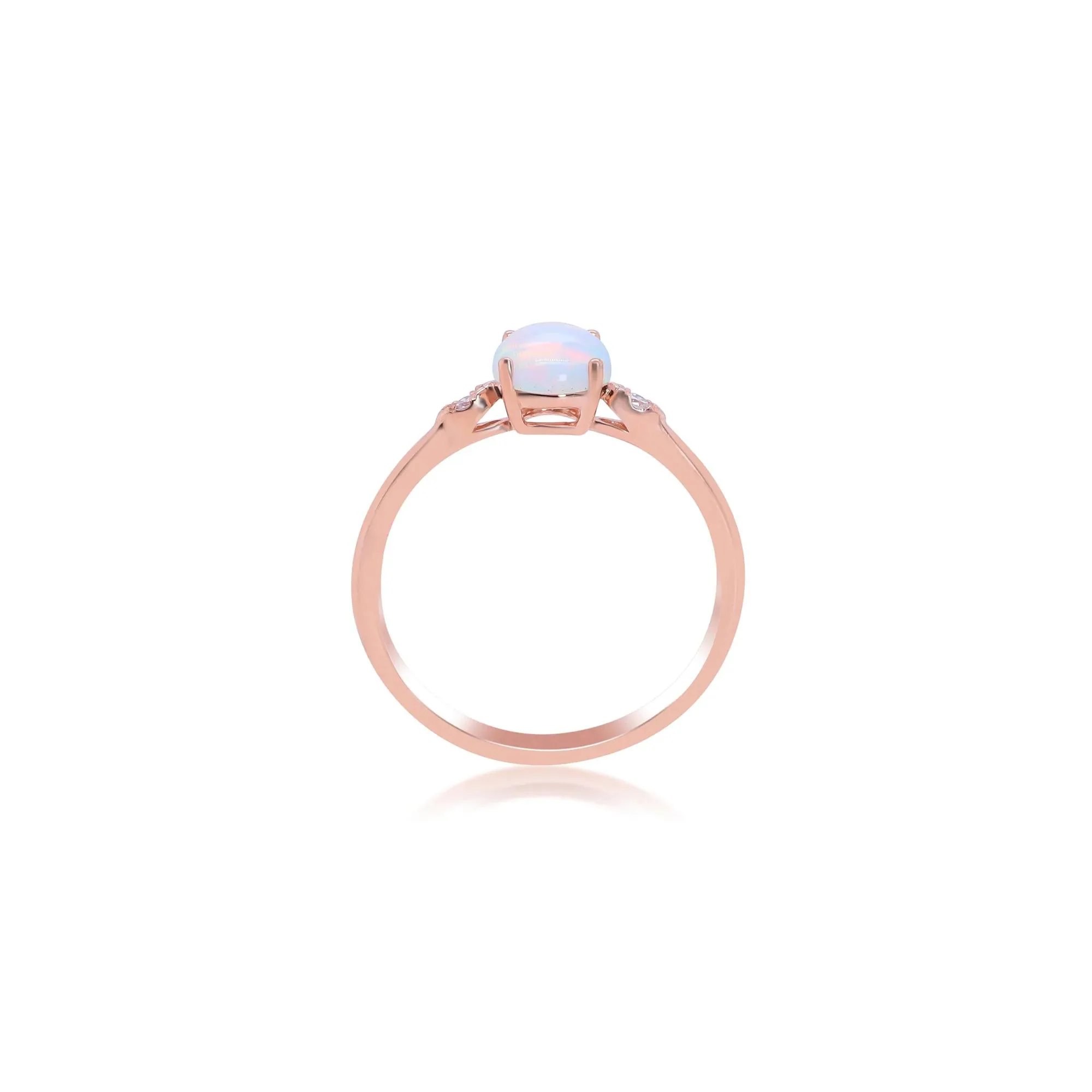 Opal and Diamond Accent Ring 10K Rose Gold Round Brilliant Cut Size 8.5 - Image 2