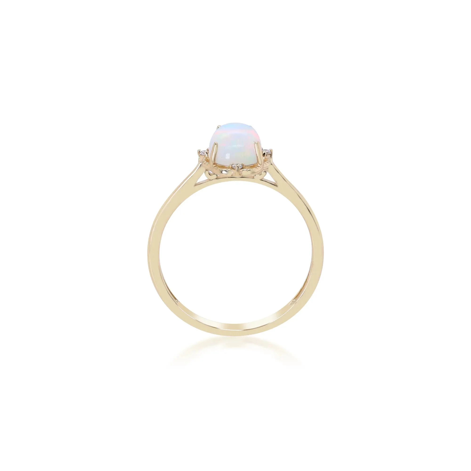 Opal and Diamond Accent Ring 10K Yellow Gold Size 6 - Image 3