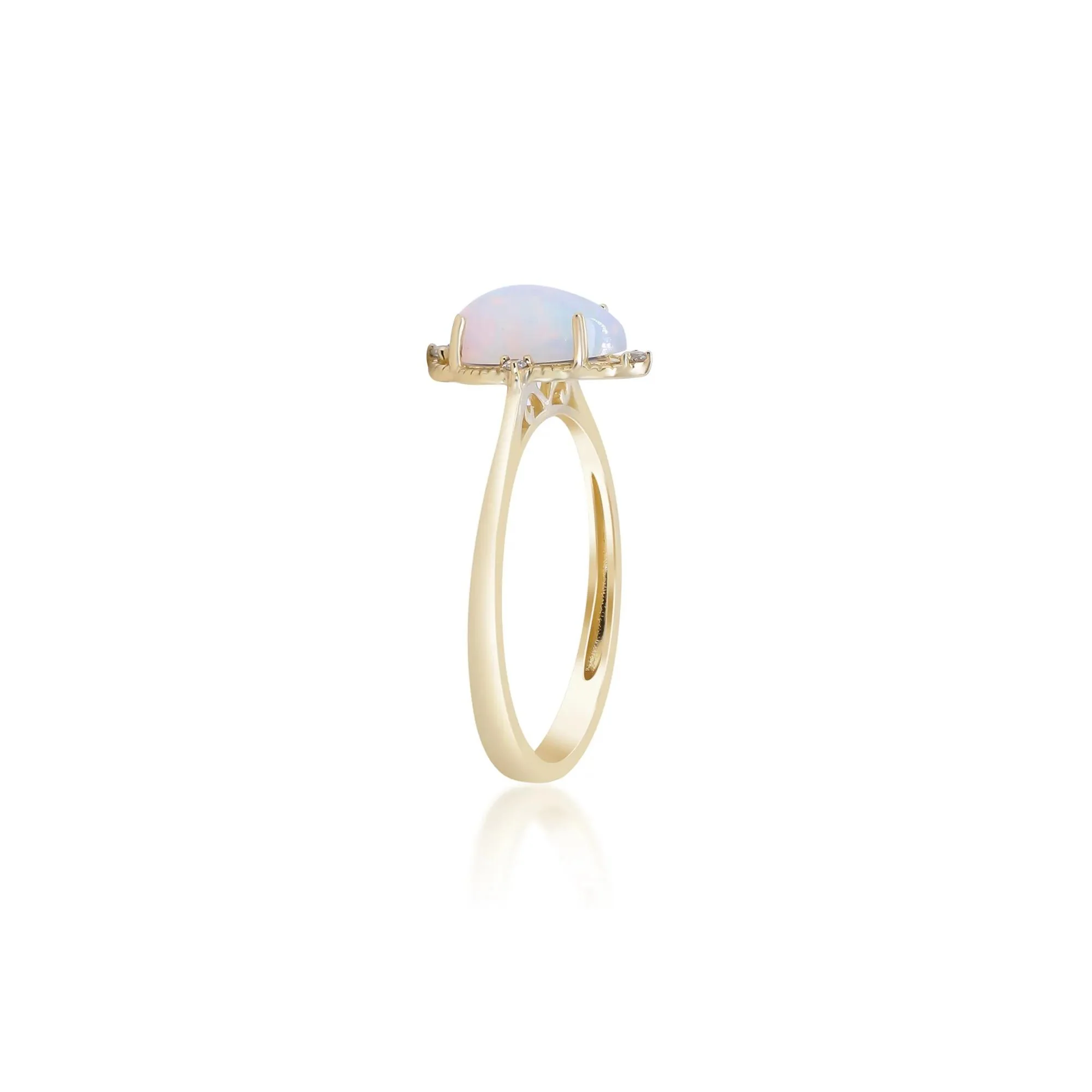 Opal and Diamond Accent Ring 10K Yellow Gold Size 8.5 - Image 2