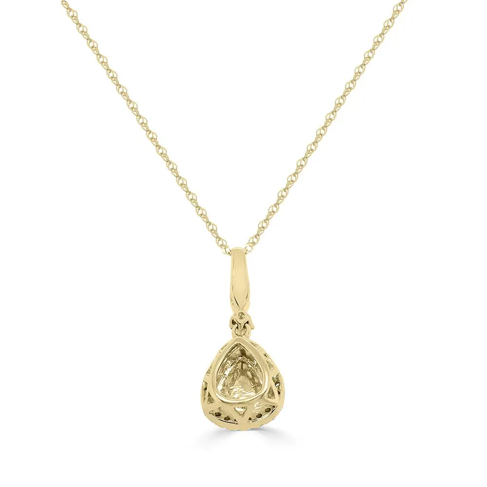 1/7 CT. Tw. Opal and Diamond Drop Pendant Necklace 10K Yellow Gold Size 18" - Image 2