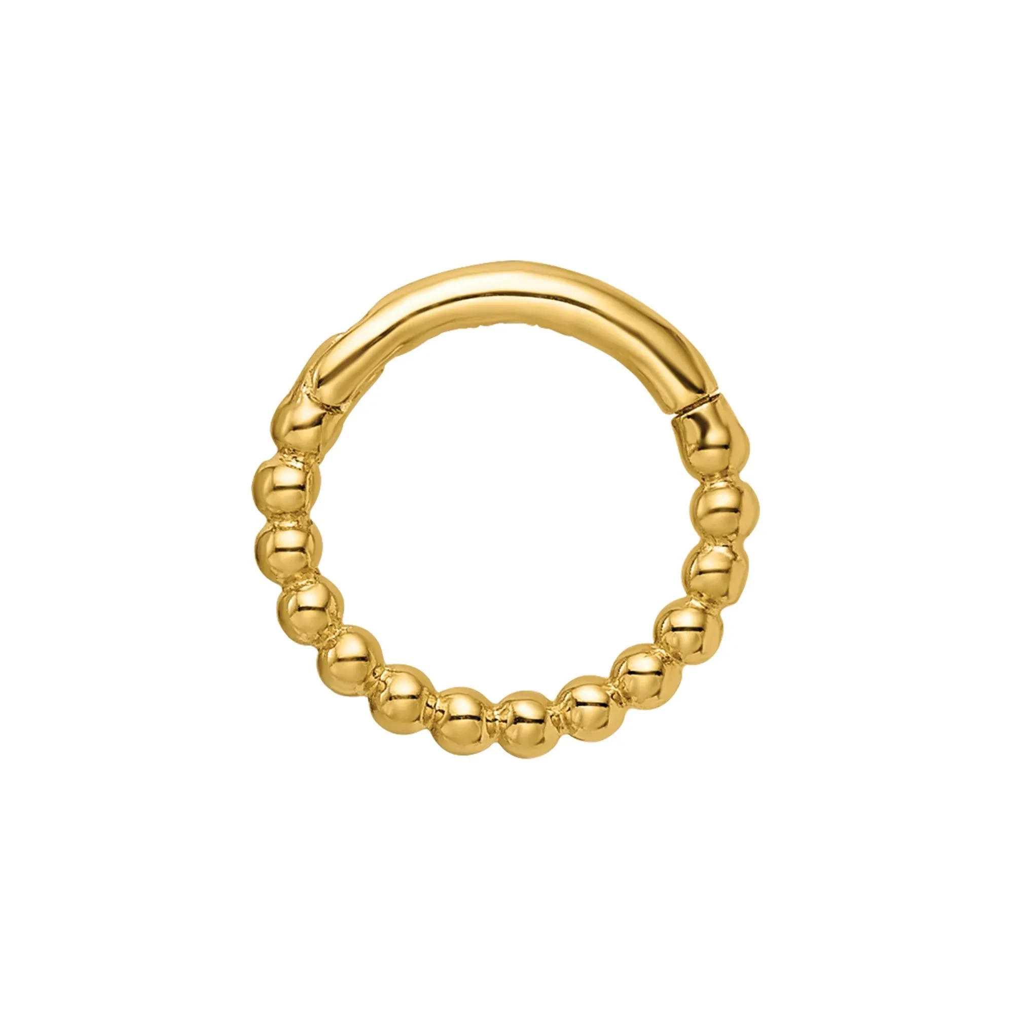 Beaded Cartilage Ring 14K Yellow Gold 14 Gauge Size 10.50mm - Image 2