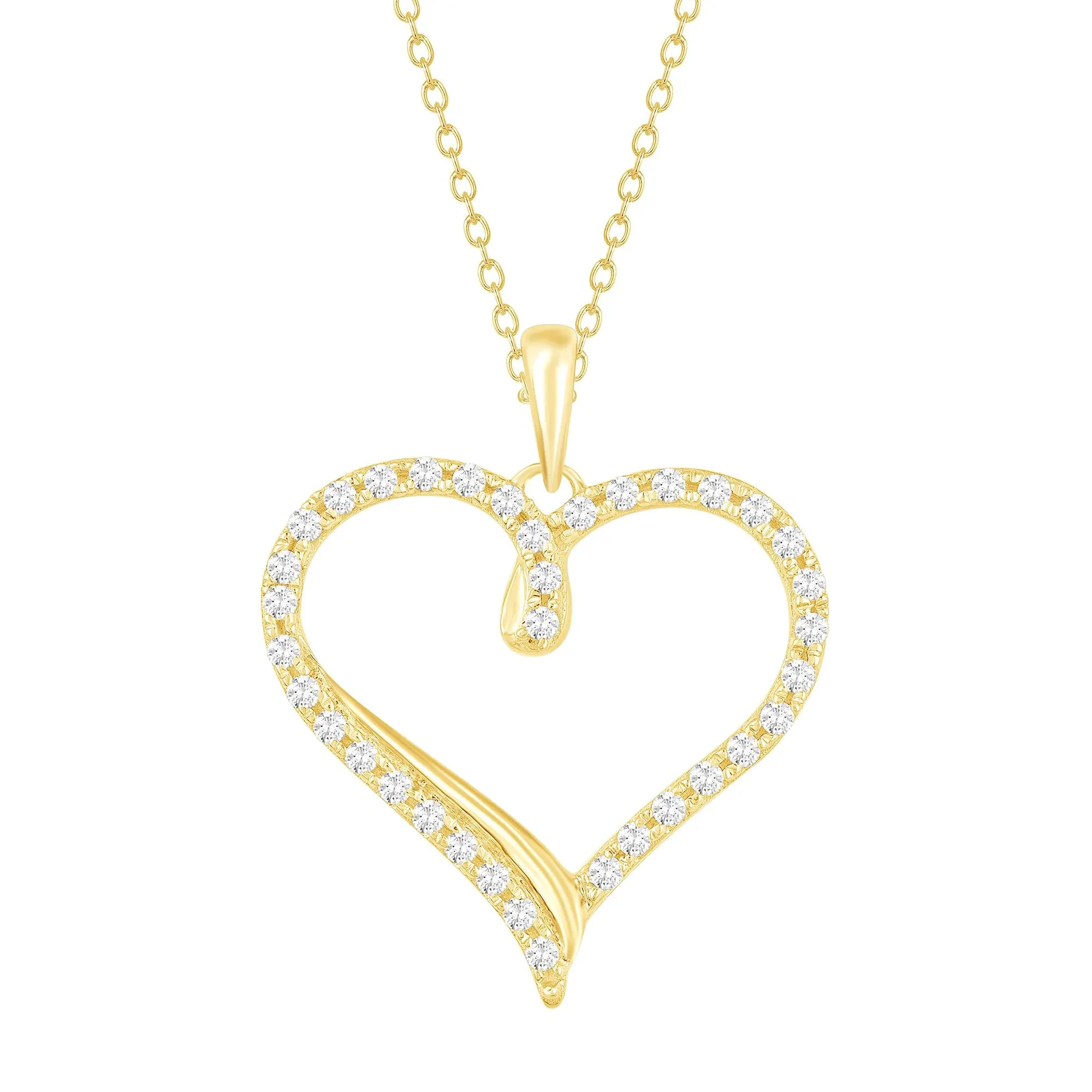 1/4 CT. Tw. Diamond Heart Pendant Necklace 10K Yellow Gold Size 18"
