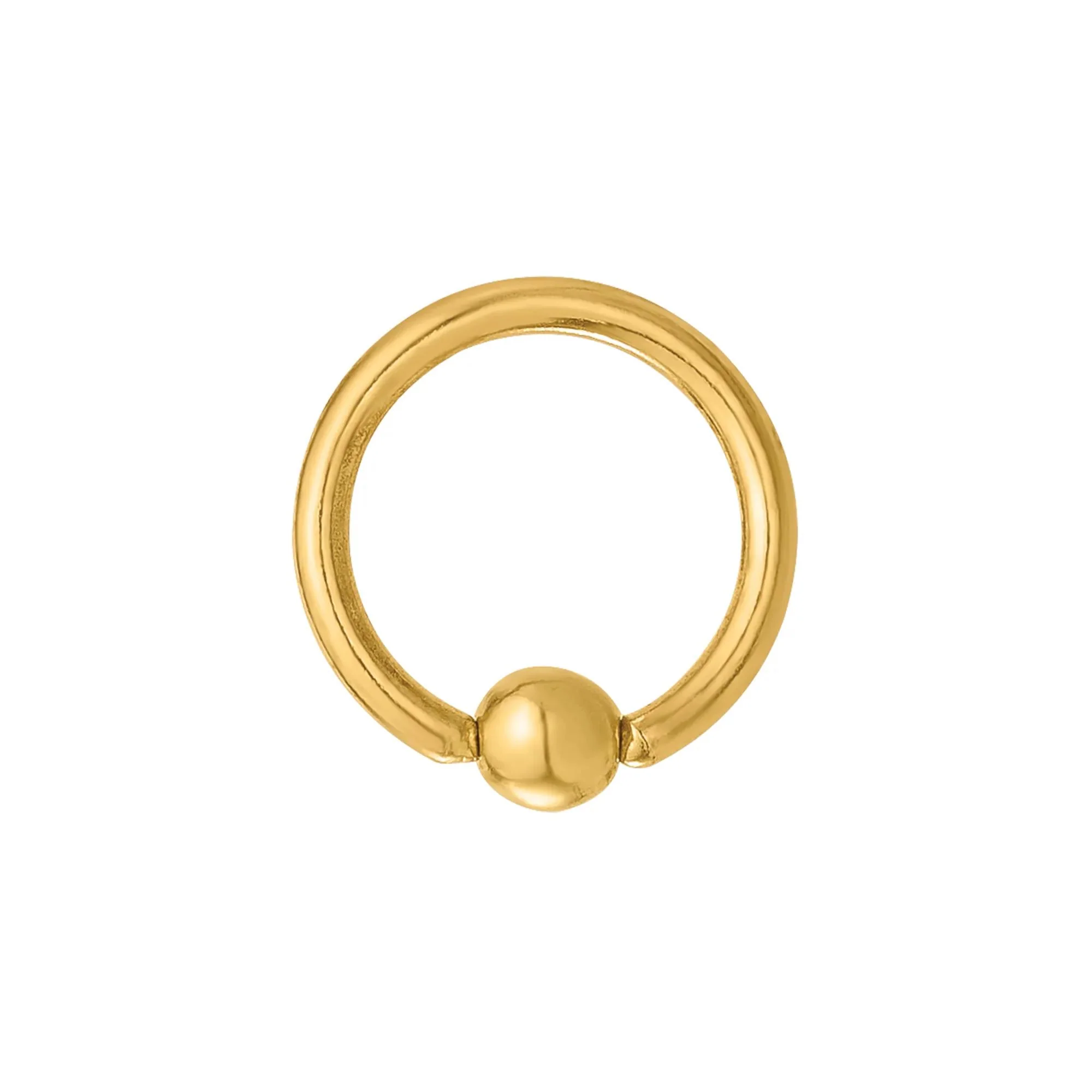 Polished Septum Cartilage Ring 14K Yellow Gold 16 Gauge Size 10.00mm - Image 2