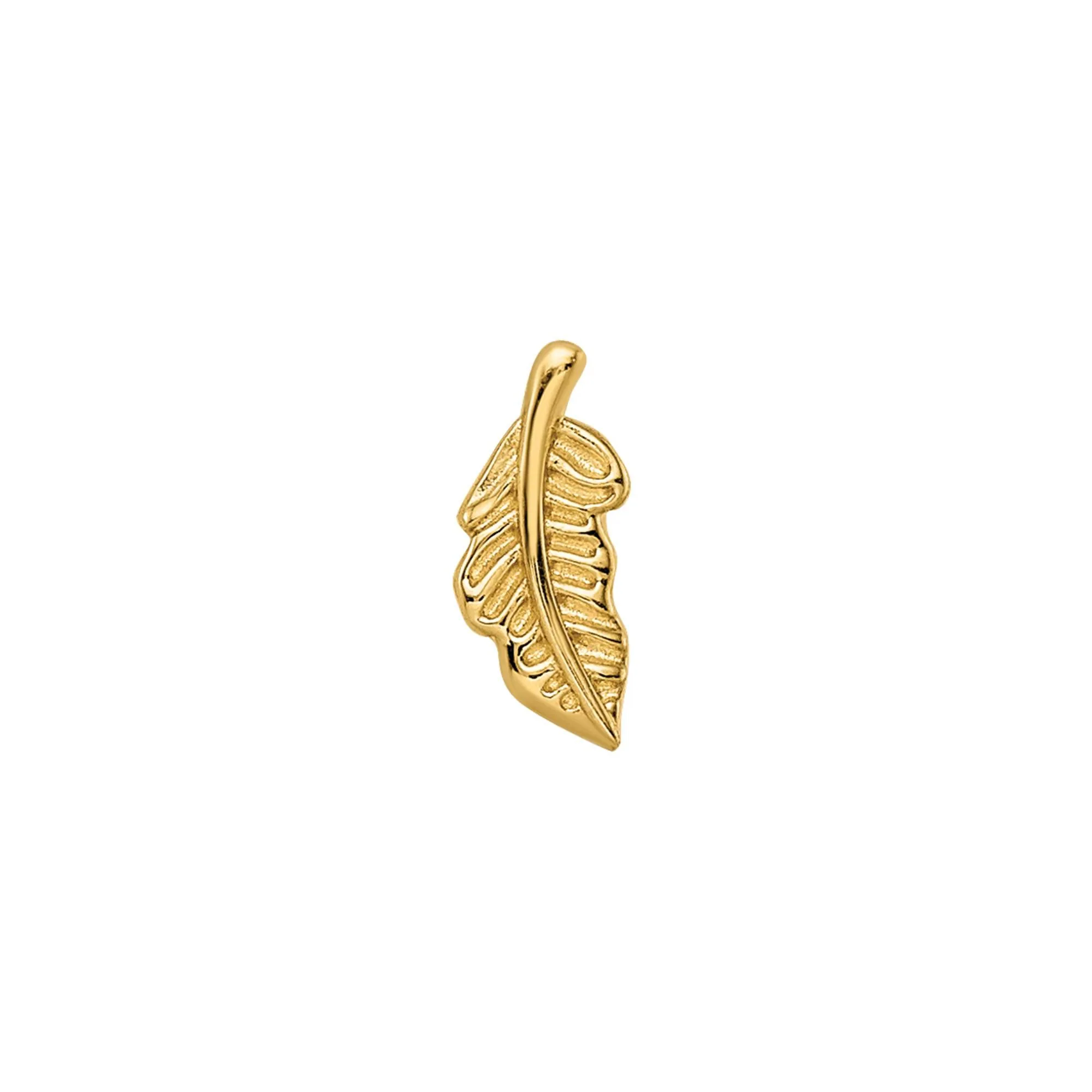 Cartilage-Friendly Leaf Labret Stud 14K Yellow Gold 16 Gauge Size 2.60mm - Image 3