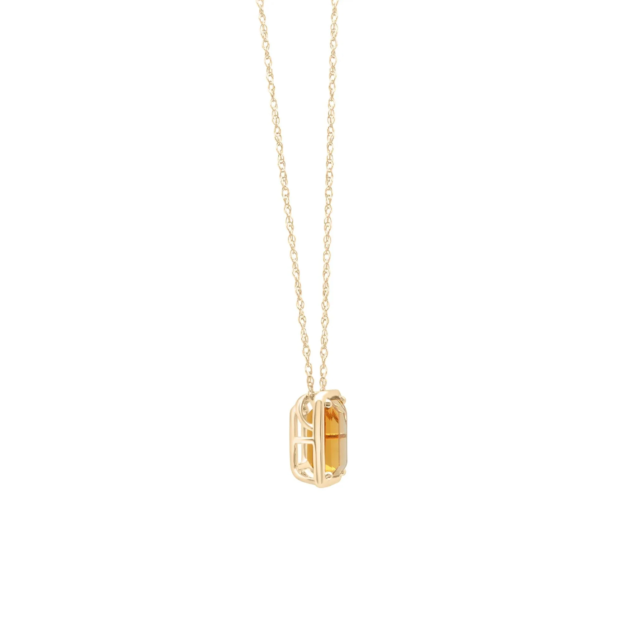 Citrine Octagon Faux-Bezel Pendant Necklace 10K Yellow Gold Size 18" - Image 3