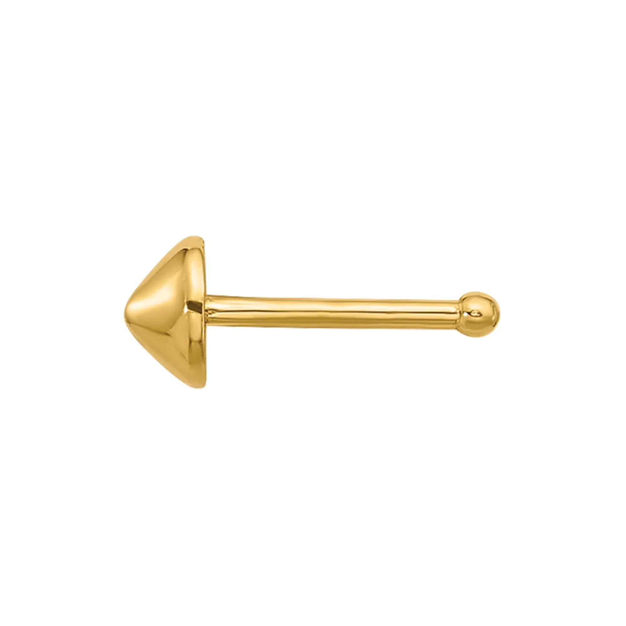 Pyramid Nose Stud 14K Yellow Gold 22 Gauge Size 3.40mm - Image 2
