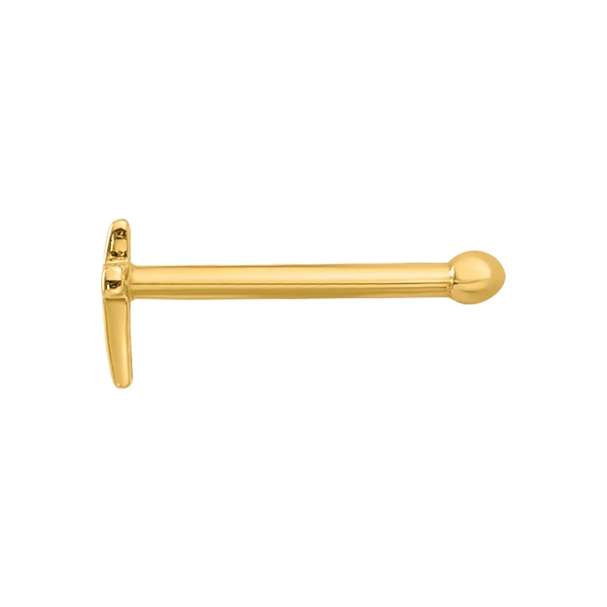 Polished Cross Nose Stud 14K Yellow Gold 20 Gauge Size 2.90mm - Image 2