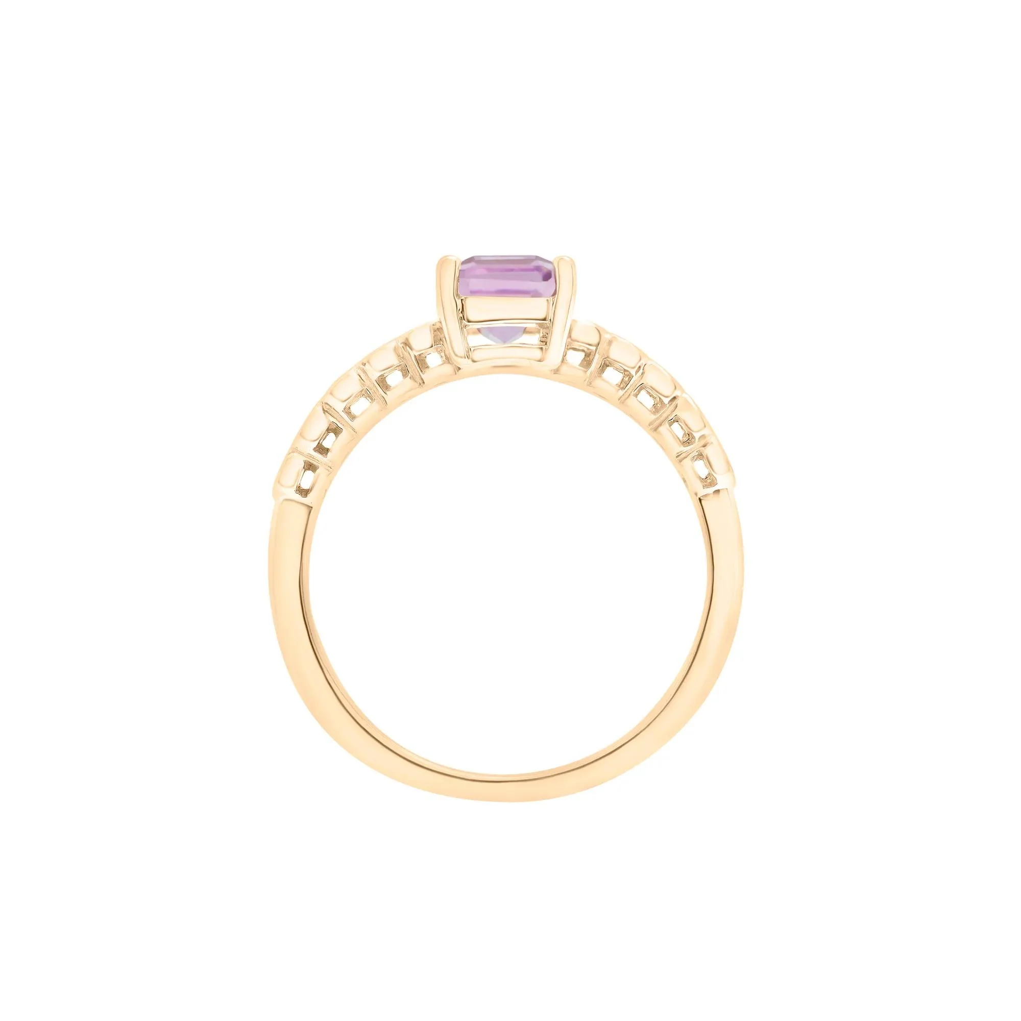 1/10 CT. Tw) Rose De France and Diamond Ring 10K Yellow Gold ( Size 7 1.5mm - Image 2