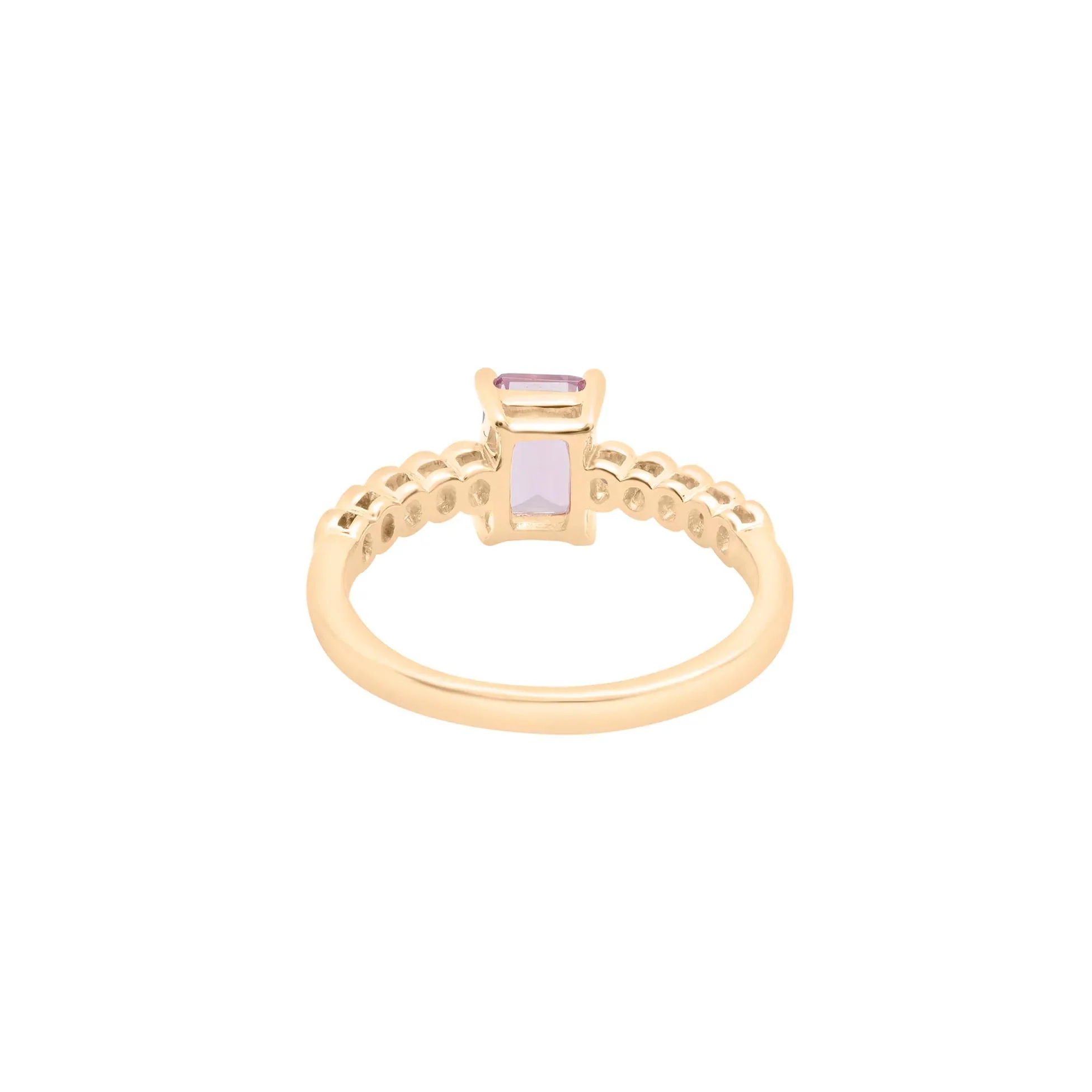 1/10 CT. Tw) Rose De France and Diamond Ring 10K Yellow Gold ( Size 8 1.5mm - Image 4