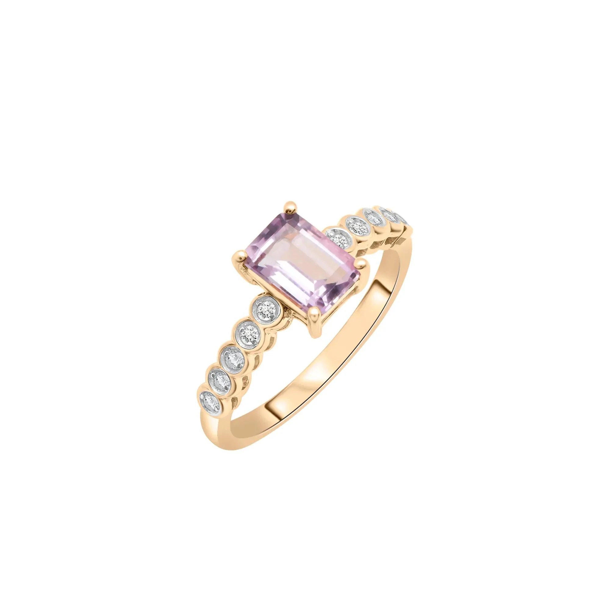 1/10 CT. Tw) Rose De France and Diamond Ring 10K Yellow Gold ( Size 8.5 1.5mm - Image 5