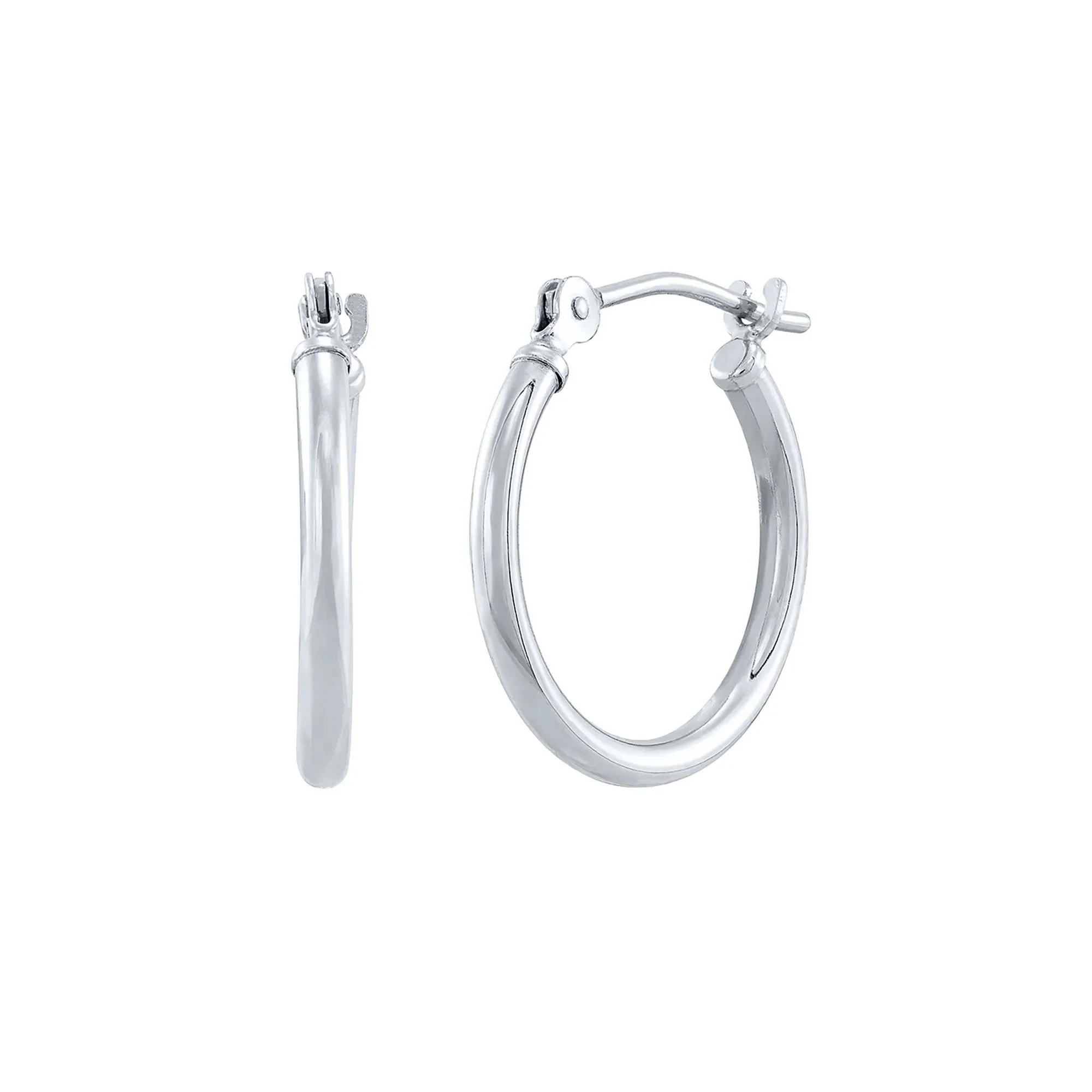 Polished Hoop Earrings 14K White Gold Size 15.00mm - Image 2