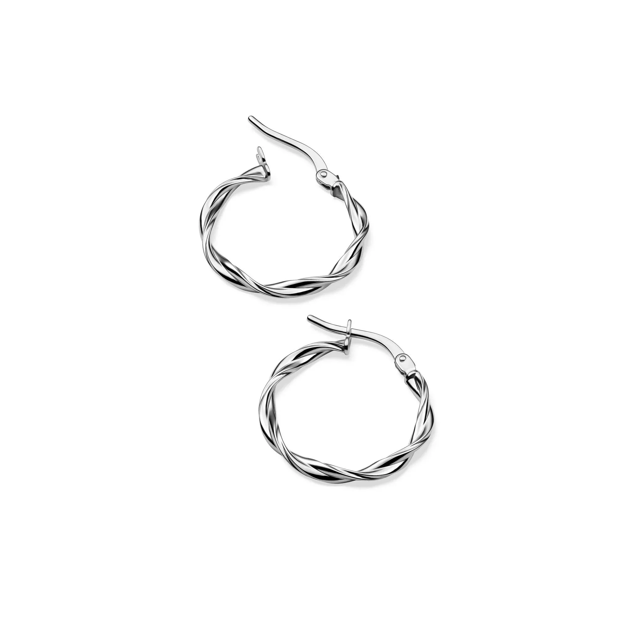 Round Polished Twist Hoops 14K White Gold Earring Size 19.00mm - Image 2