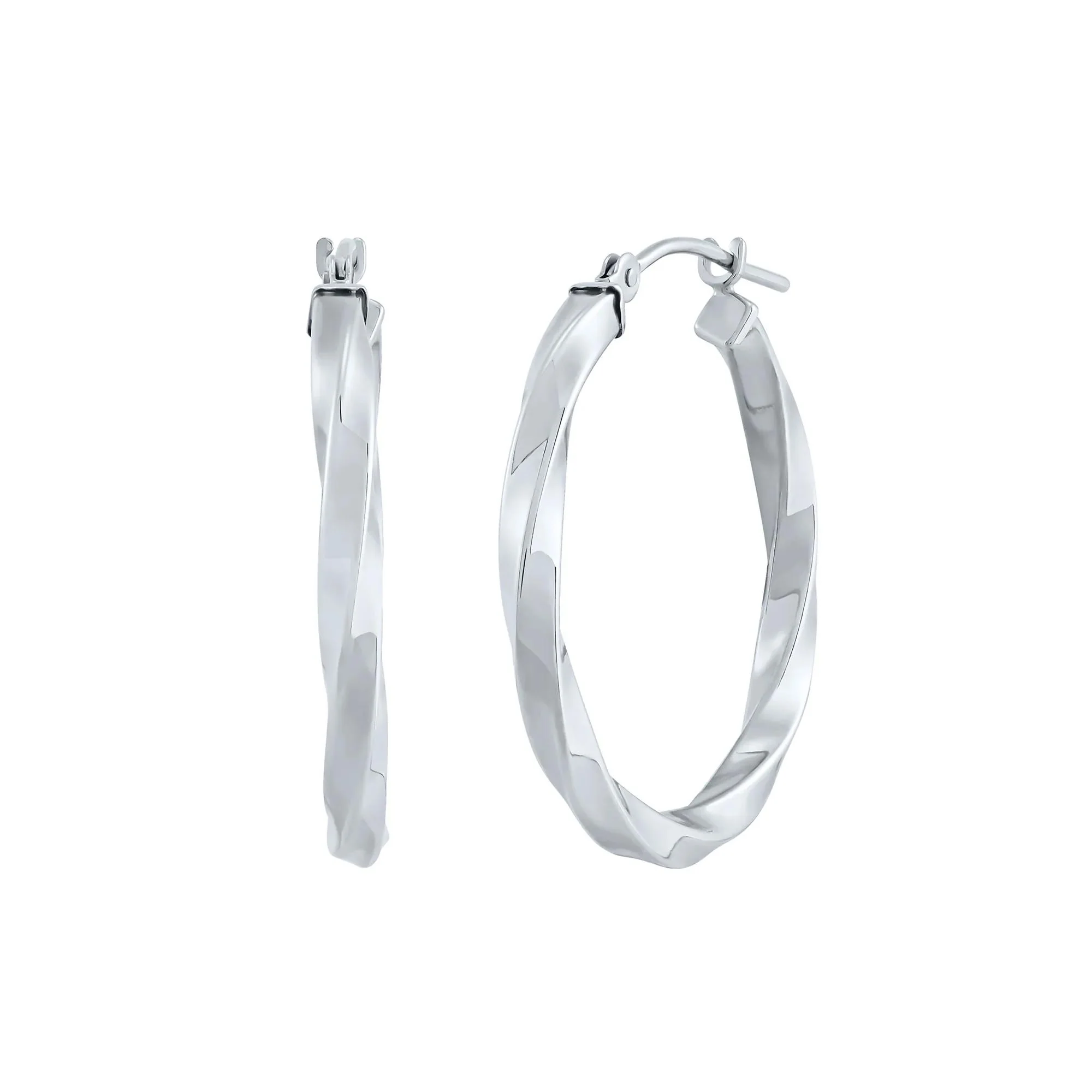 Twist Hoop Earrings 14K White Gold Size 23.00mm - Image 2