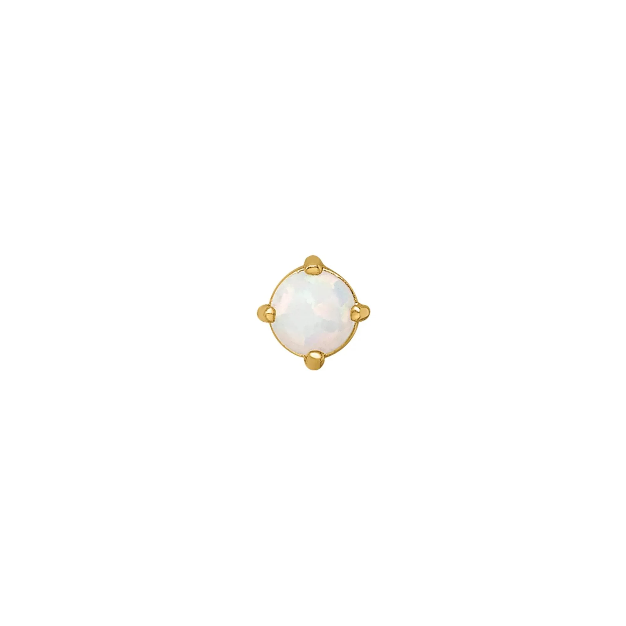 Cartilage-Friendly Lab-Created Opal Labret Stud 14K Yellow Gold 18 Gauge Size 3.10mm - Image 3
