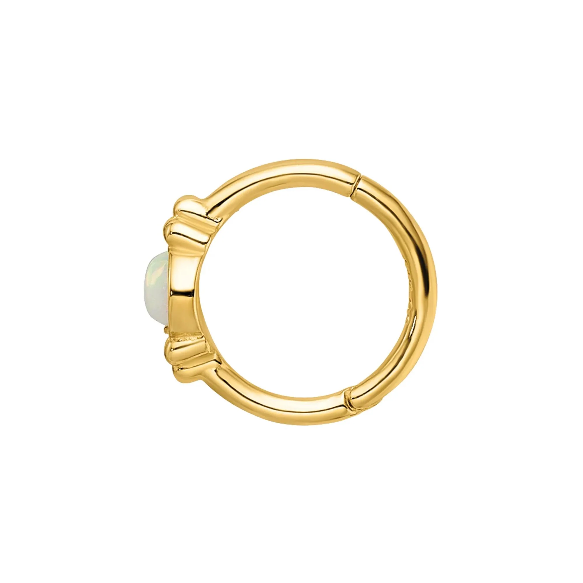 Lab-Created Opal Cartilage Ring 14K Yellow Gold 18 Gauge Size 3.70mm - Image 2