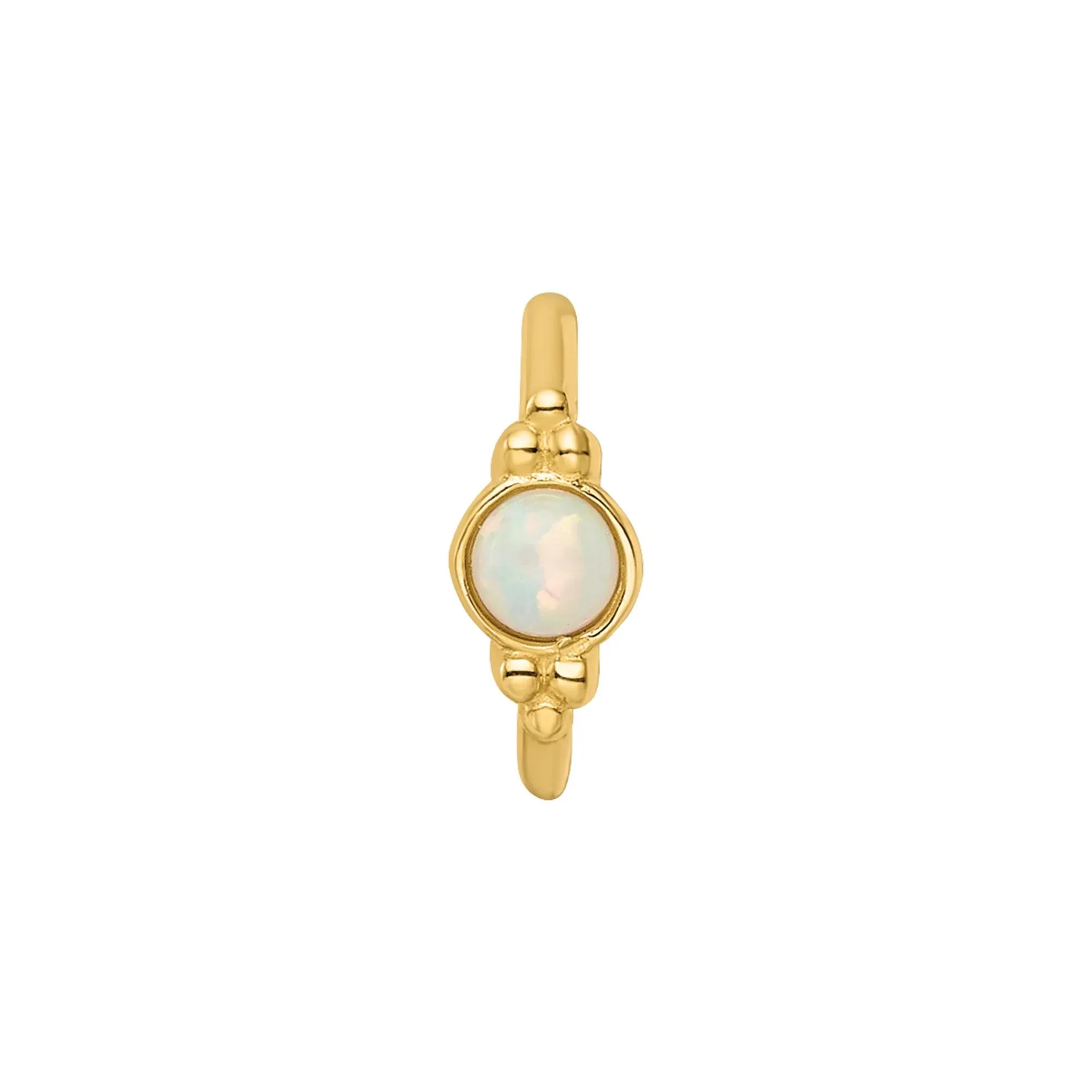 Lab-Created Opal Cartilage Ring 14K Yellow Gold 18 Gauge Size 3.70mm - Image 3